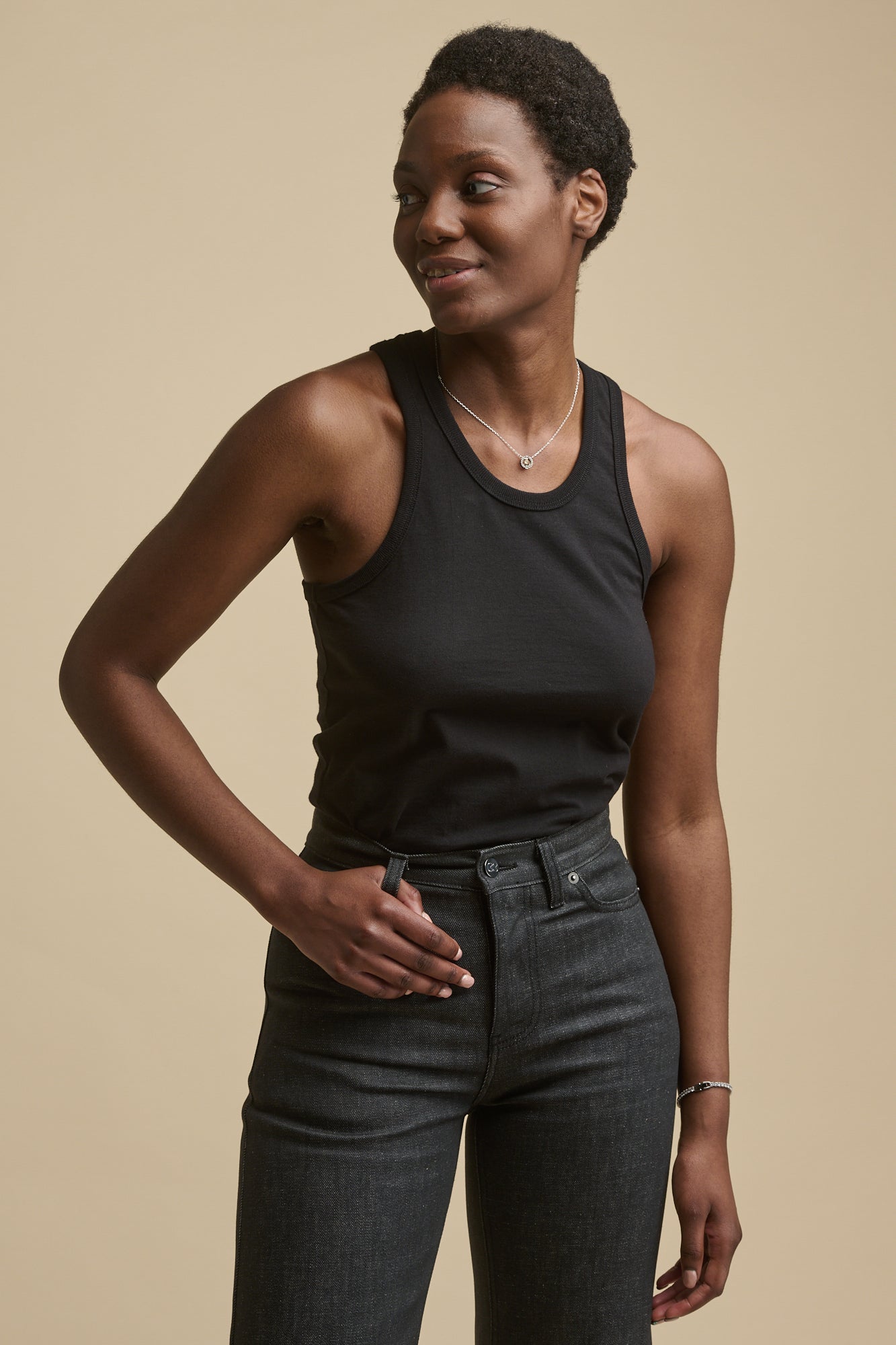 Eco-Friendly Women's Racerback Tank Top - Plastic-Free Black Workout Top for Yoga, Running & Gym