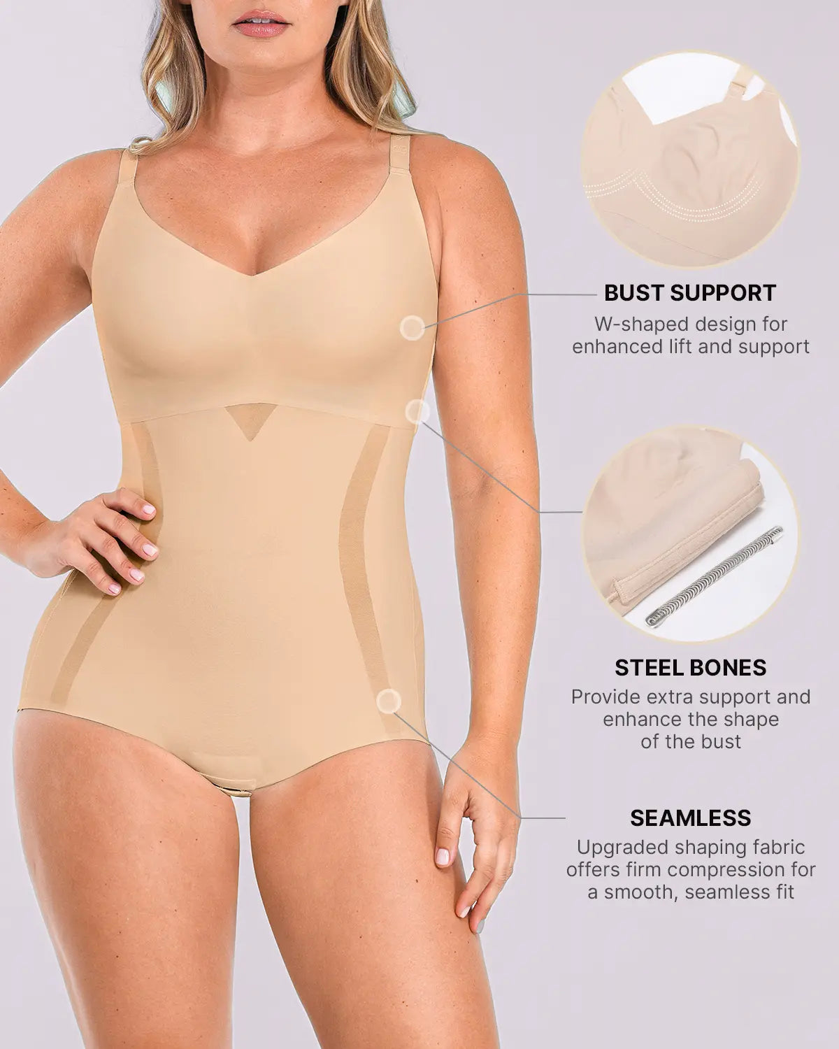 INNER ARMOR™ Comfy Smoothing Bodysuit for Women - Seamless Shapewear Tummy Control Bodysuit - Perfect for Everyday Wear, Workout & Special Occasions
