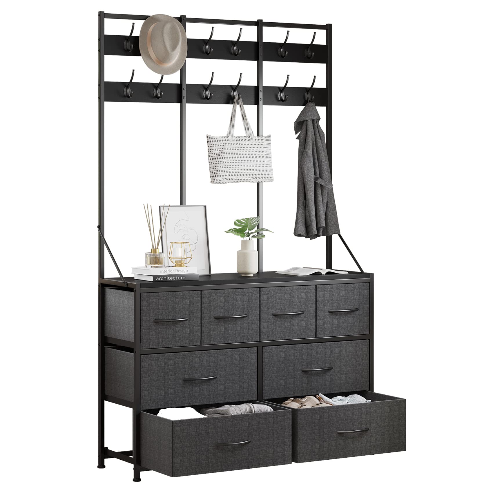 LUMTOK 8-Drawer Dresser Organizer - Fabric Storage Chest for Bedroom, Living Room, Entryway & Closet - Space Saving Grey Dresser for Clothes, Toys & Home Organization