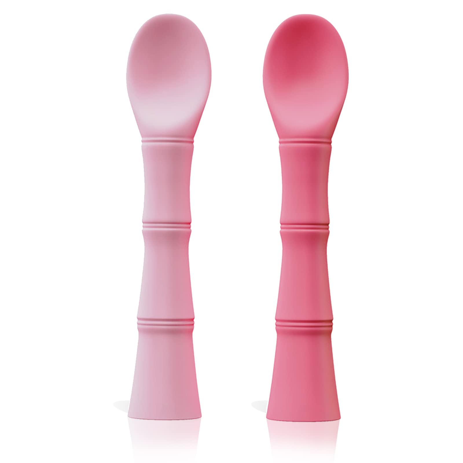 Leafvio Baby Led Weaning Spoons - 2 Pack Soft Silicone Toddler Spoons | BPA Free, Food Grade Safe | Gum Friendly Infant Utensils with Travel Case | Perfect for First Foods & On-the-Go Feeding