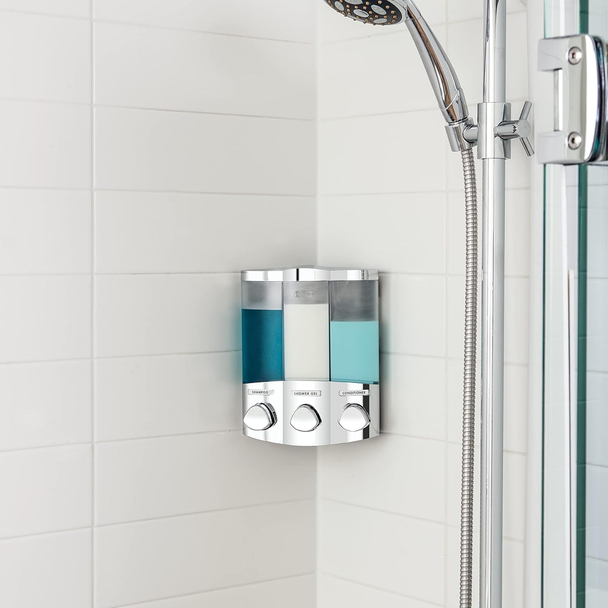 Croydex Euro Soap Dispenser Trio Set - Chrome Finish Bathroom Soap Dispenser for Kitchen, Bath, and Guest Room Decor