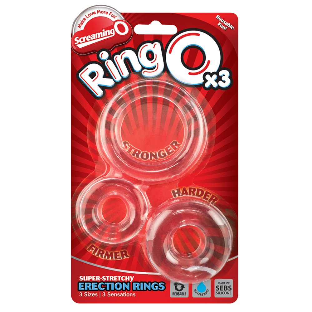 Screaming O Ringo Clear Cock Ring Set of 3 - Stretchy Comfortable Penis Rings for Couples - Enhance Intimacy & Mutual Pleasure - Perfect for Foreplay, Spicing Up Relationships & Sensual Massage