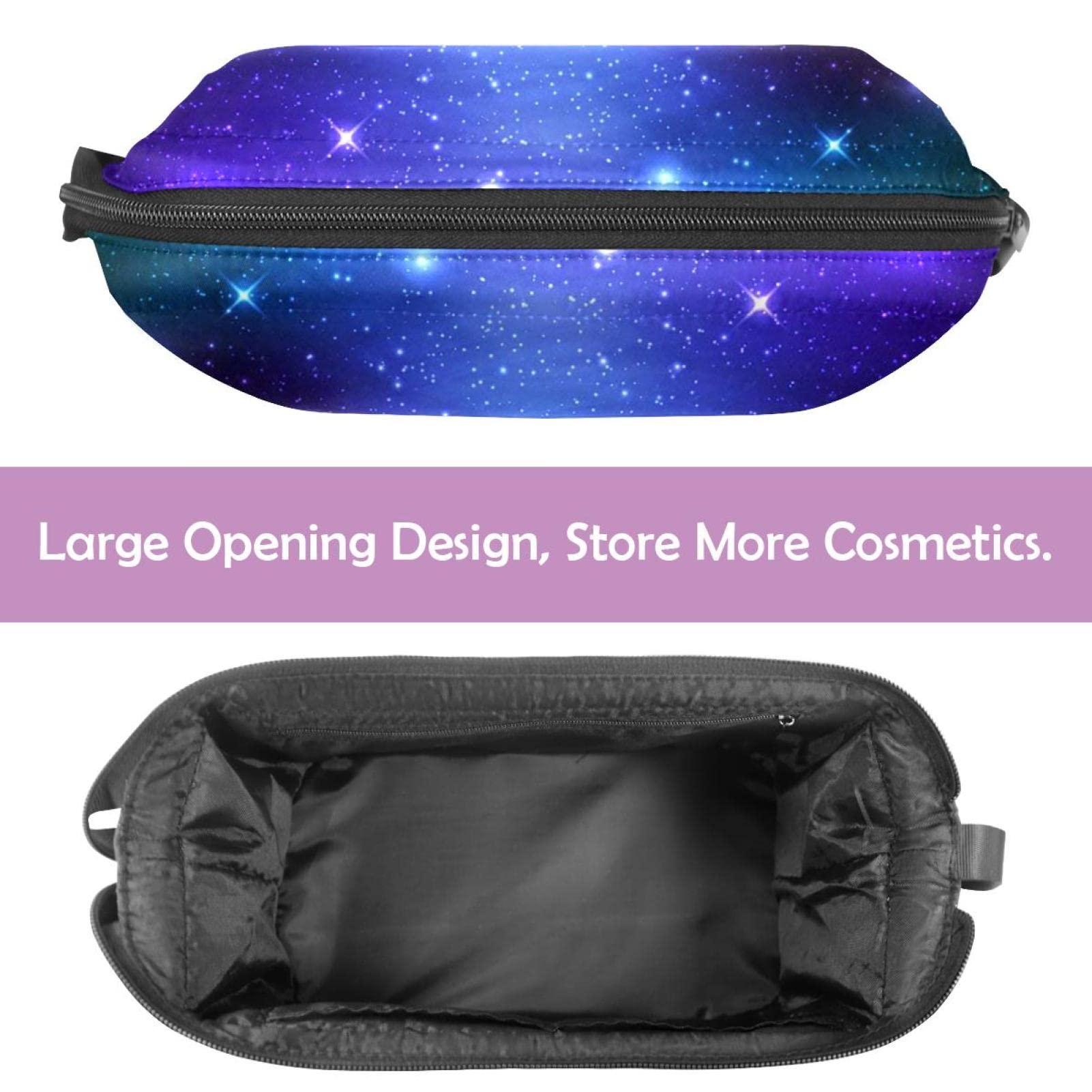 Stylish Large Makeup Bag for Women - Waterproof Travel Cosmetic Organizer with Brush Holder, Sky Purple Galaxy Design - Perfect for Travel, Gym & Daily Use