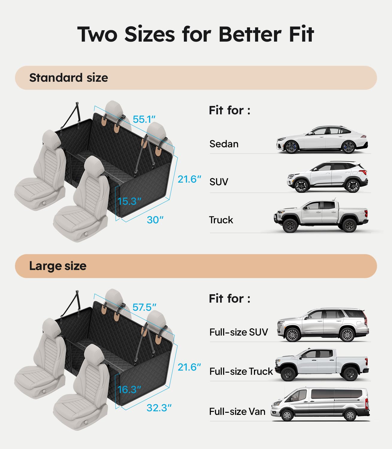 2025 Upgraded Dog Car Seat Cover for Back Seat - Heavy Duty 400lbs Hard Bottom, Anti-Scratch & Waterproof Pet Hammock - Universal Fit for Sedan, SUV, Truck, Van (Size M) - Perfect for Road Trips, Vet Visits & Outdoor Adventures