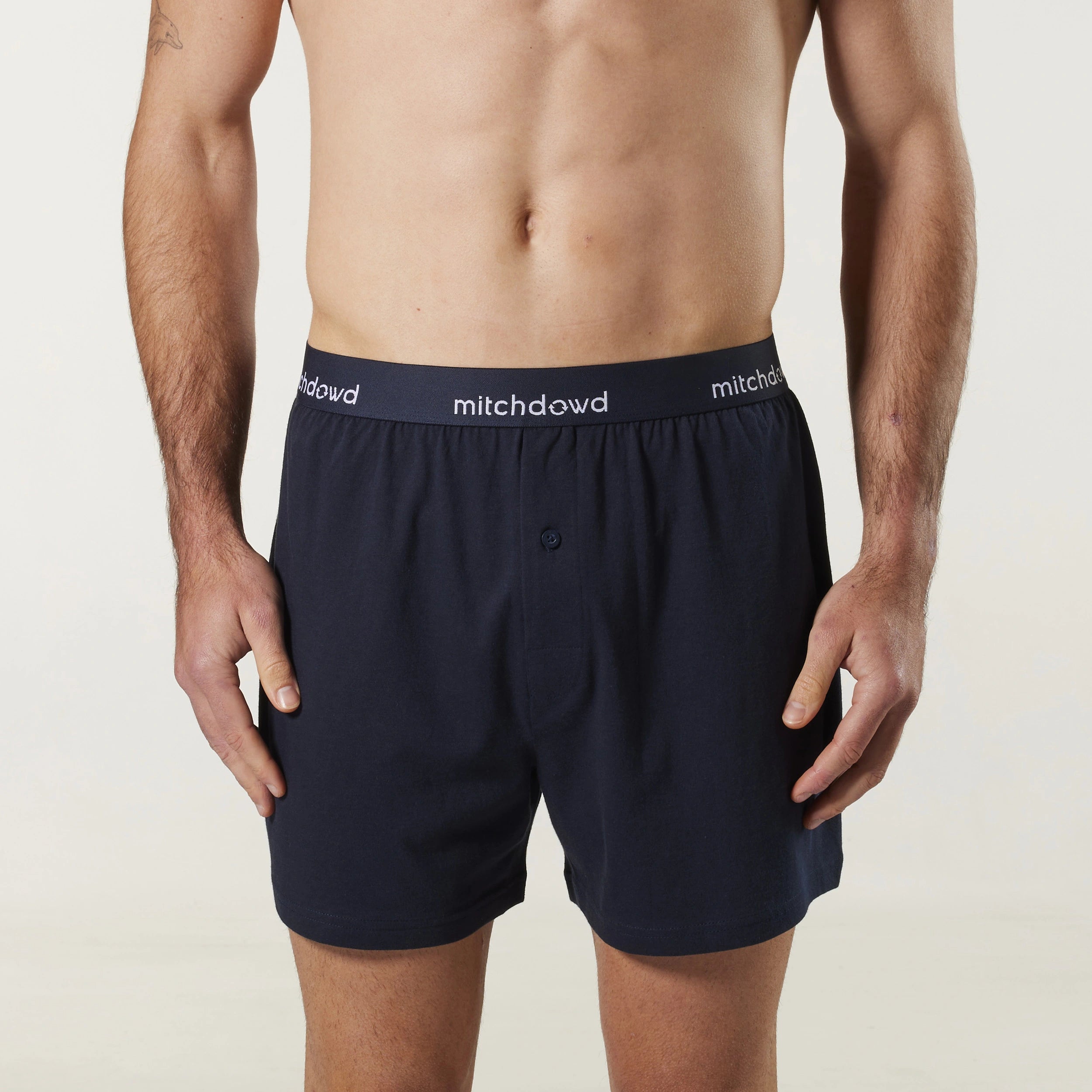 Men's Loose Fit Cotton Knit Boxer Briefs 3-Pack - Soft Breathable Underwear for Sleep & Lounge | Navy Blue