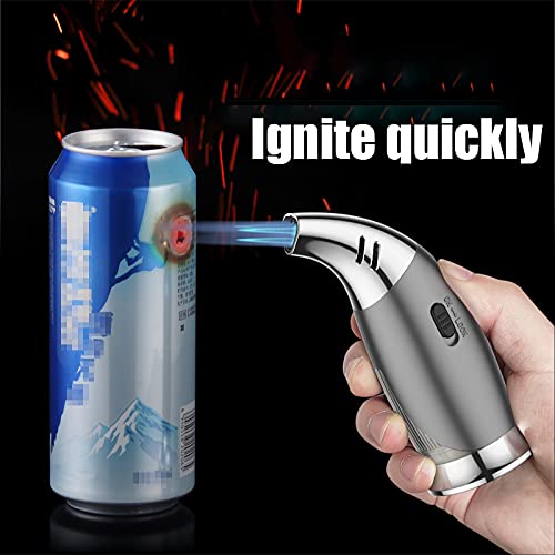 **Triple Jet Flame Butane Torch Lighter - Windproof Refillable Gas Torch with Cigar Punch & Safety Lock for BBQ, Baking, Creme Brulee, Soldering, DIY & More (No Gas Included) - Perfect for Cooking, Crafting & Outdoor Use**