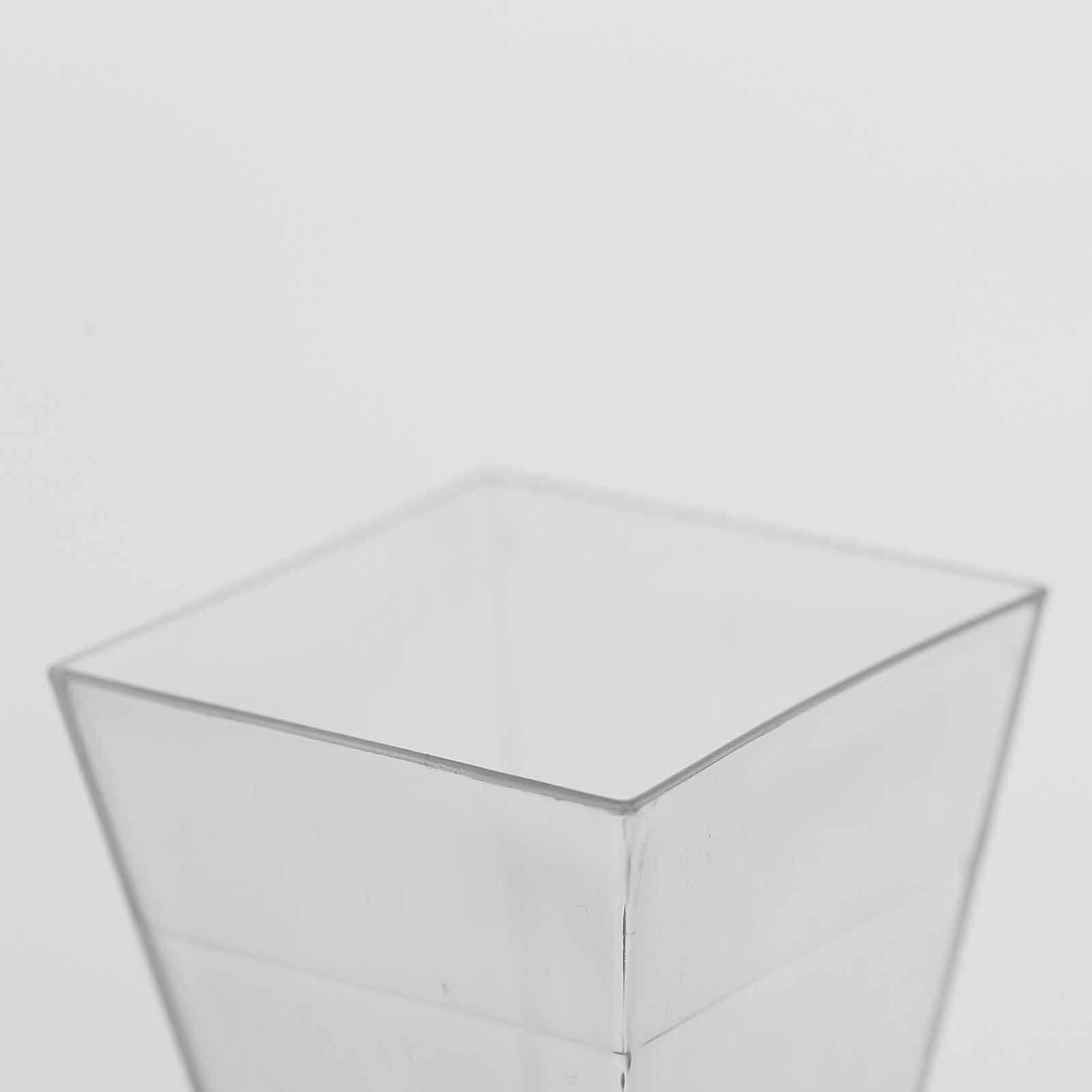 24-Pack 2 oz Clear Square Disposable Plastic Cups - Perfect for Drinks, Desserts, Cocktails, and Party Tableware
