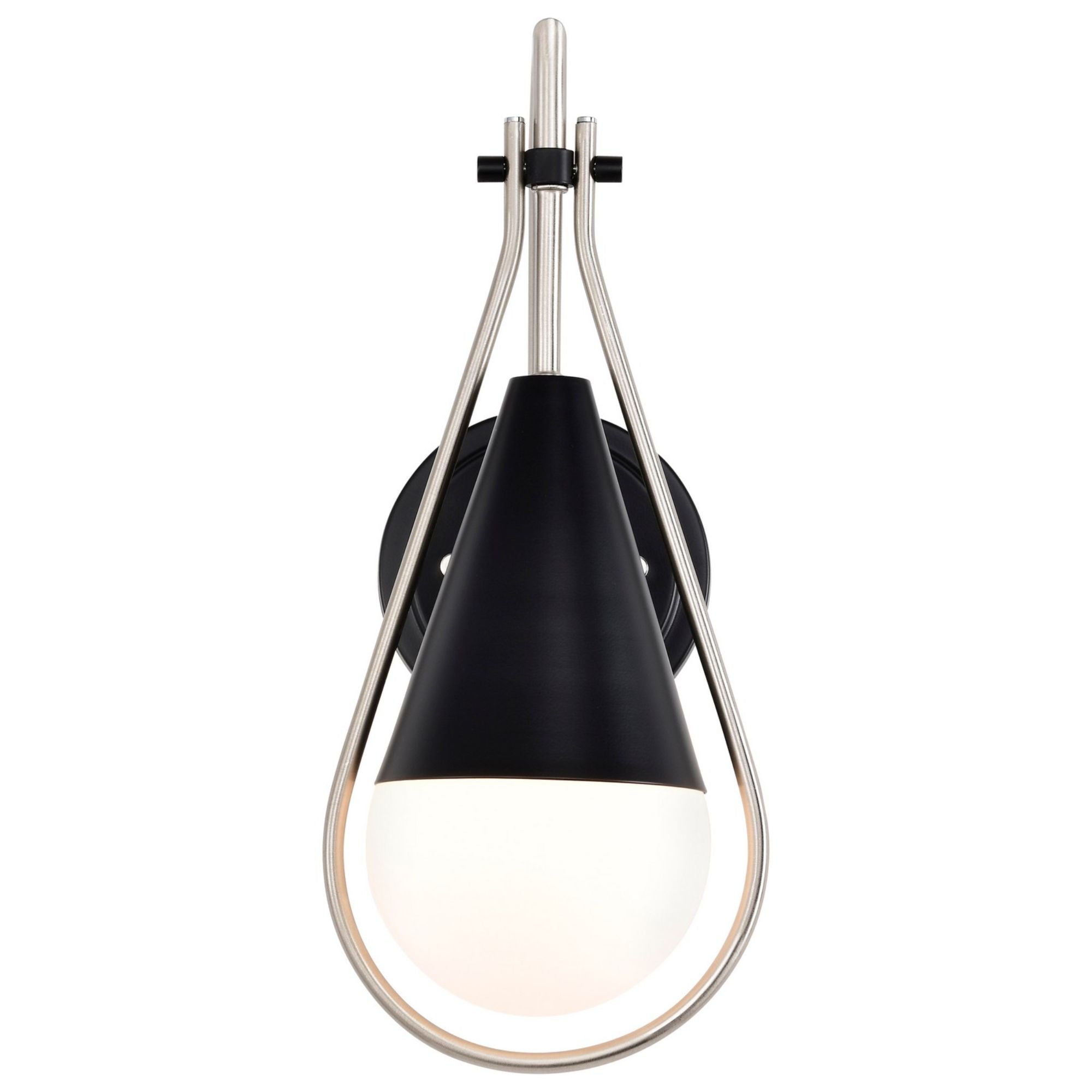 Admiral 15 Inch Wall Sconce Light Fixture - Matte Black & Brushed Nickel Finish - Modern Indoor/Outdoor Wall Lighting for Bedroom, Hallway, Porch, and Patio