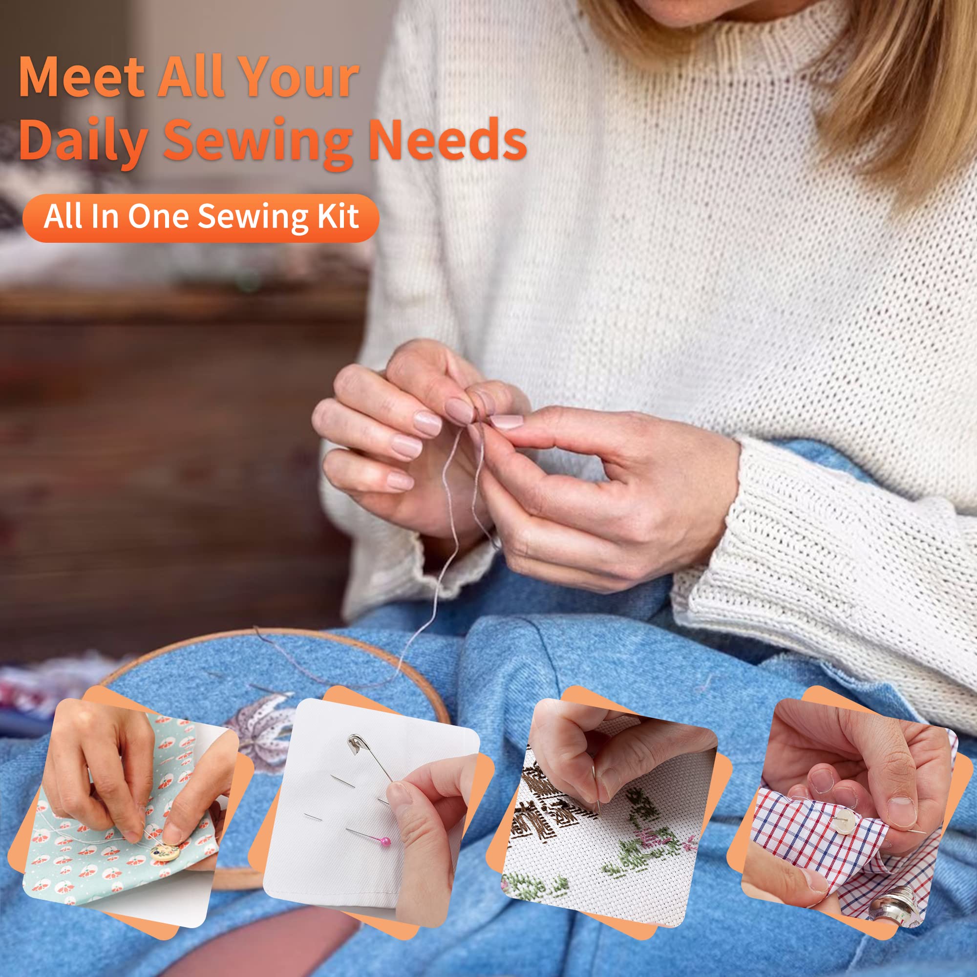 TALERLUV Complete Hand Sewing Kit for Beginners & Adults - Essential DIY Sewing Supplies with Needles, Threads & Tools for Travel, Emergency Repairs & Home Crafts | Perfect for Clothing Fixes, Button Replacement & Small Projects