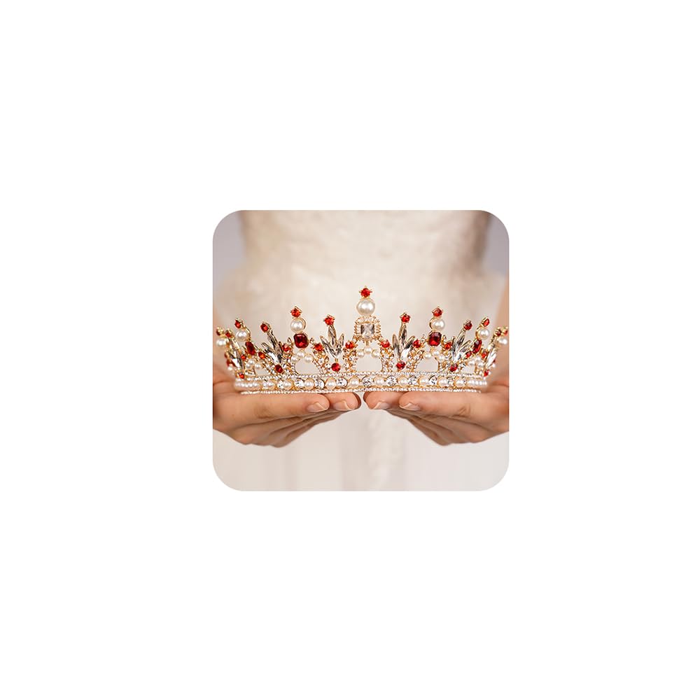 JWICOS Crystal Pearl Tiara Crown for Women & Girls - Elegant Bridal Wedding Headpiece, Prom Pageant Hair Accessories | Perfect for Brides, Princess Parties & Special Occasions