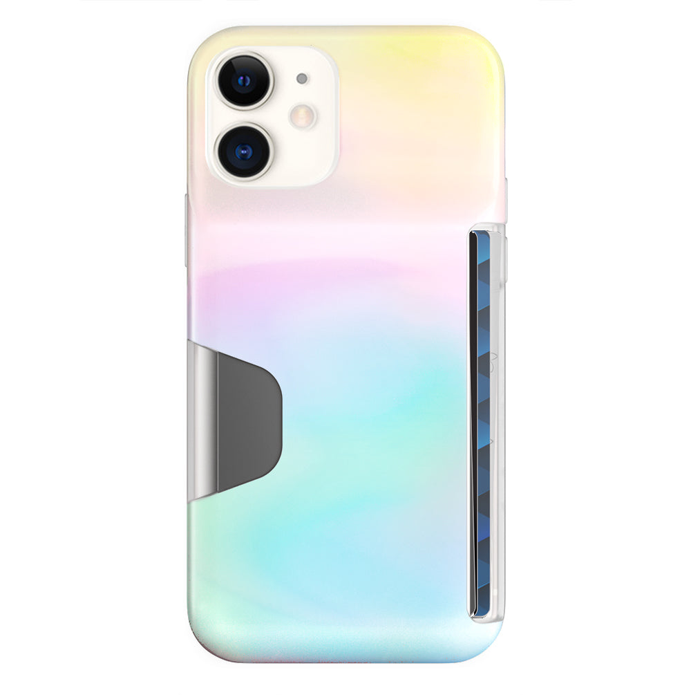White Opal iPhone Wallet Case - Slim Protective Cover with Card Holder for iPhone 13/14/15 - Perfect for Everyday Use, Travel & Shopping