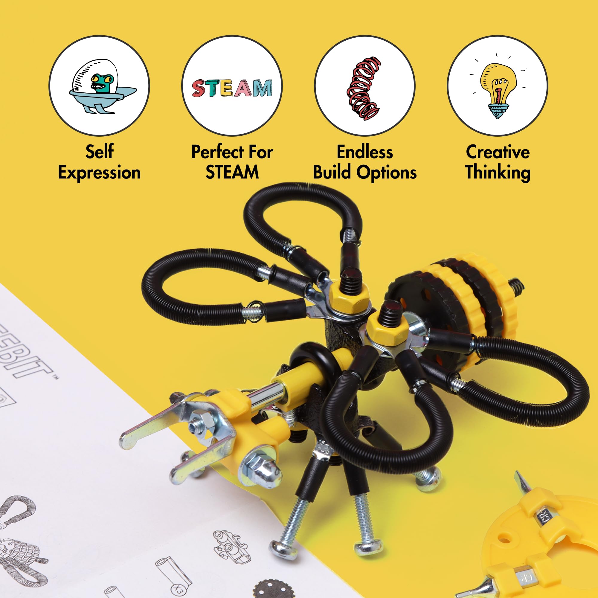 STEM Building Toys for Kids Ages 6-9 | The Off Bits DIY Robot Construction Kit - Educational Engineering Toys for Boys & Girls | Build Your Own Animal Robots | Perfect for Classroom STEM Activities, Birthday Gifts & Creative Play