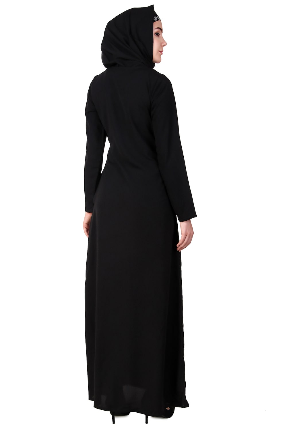 Elegant Front Floral Embroidered A-Line Abaya Dress for Women - Perfect for Prayer, Modest Fashion, and Special Occasions