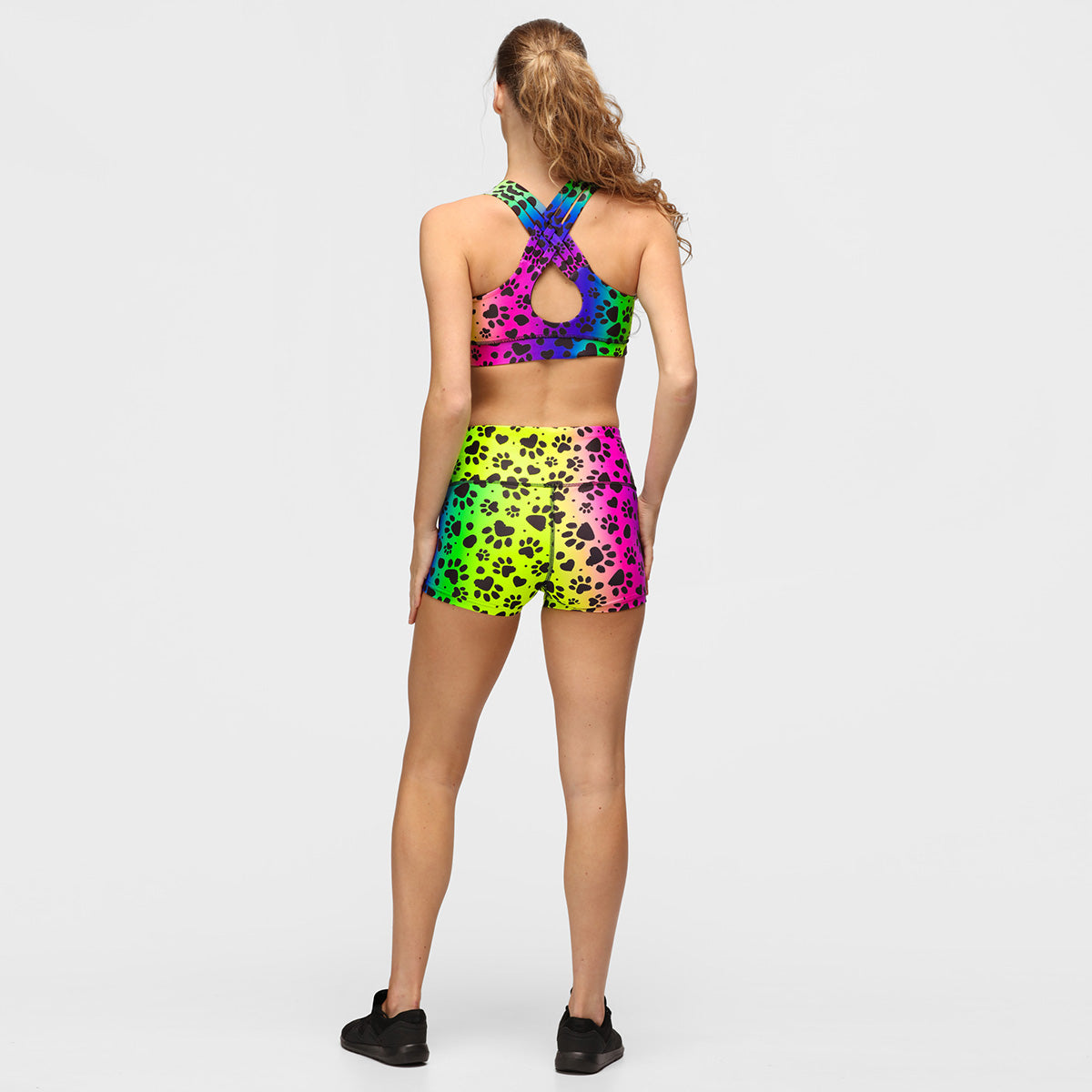 Pawfect Rainbow Tiki Booty Shorts for Women - Cute & Comfortable Dog Print Summer Shorts - Perfect for Beach, Pool Party, and Casual Outings