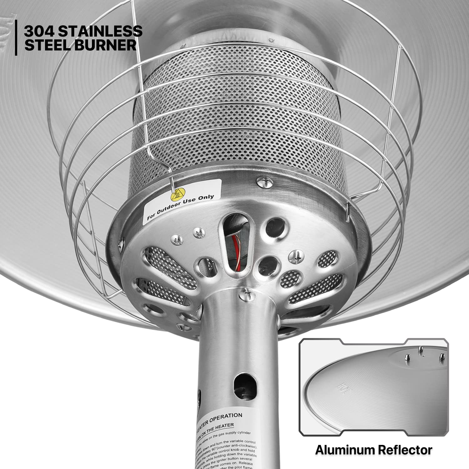 MoNiBloom 11,000 BTU Outdoor Propane Patio Heater with Electronic Ignition - Portable Tabletop Heater for Commercial & Residential Use - Gold Finish | Perfect for Backyard, Deck, Restaurant & Outdoor Gatherings