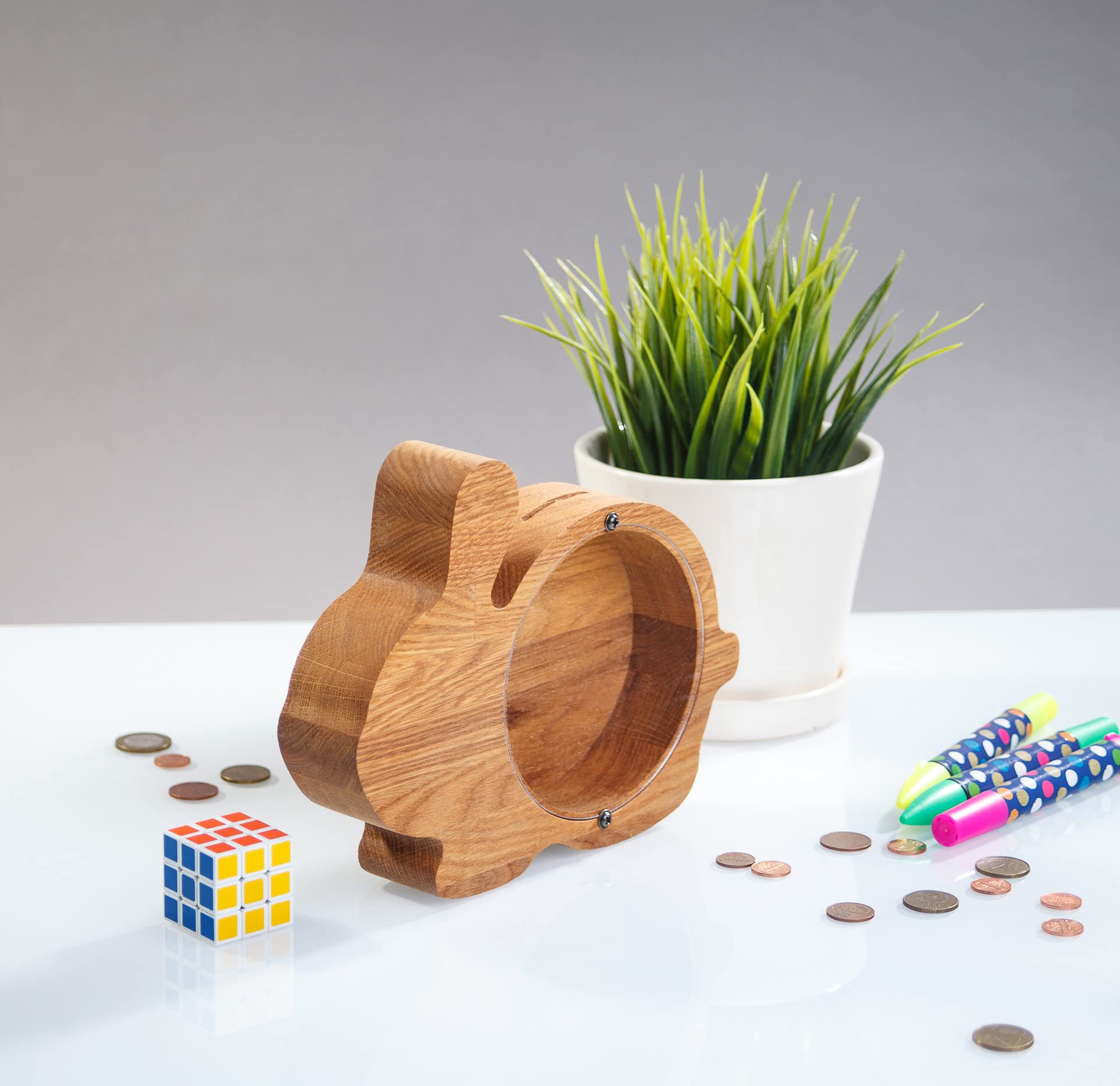 Personalized Wooden Bunny Piggy Bank - Handmade Rabbit Coin Money Box for Kids, Easter & Baby Shower Gifts (3 Sizes) - Perfect for Saving Coins, Birthday Presents, and Home Decor
