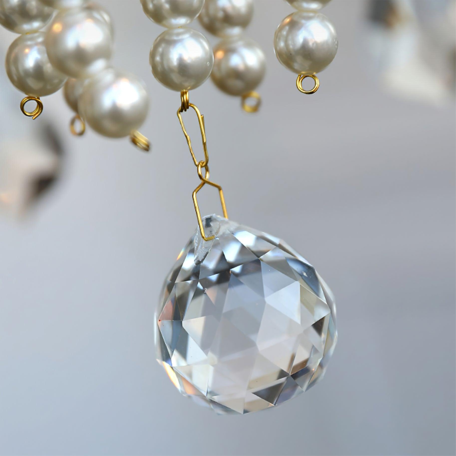 Elegant Crystal Pearl Chandelier - Modern Luxury Ceiling Light Fixture for Dining Room, Bedroom & Living Room Decor