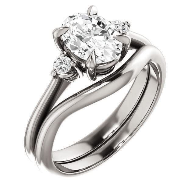 Three Stone Oval Cut 3 CT Moissanite Engagement & Wedding Ring Set - VVS1 Clarity, Colorless, 925 Sterling Silver - Perfect Gift for Brides, Anniversaries & Special Occasions