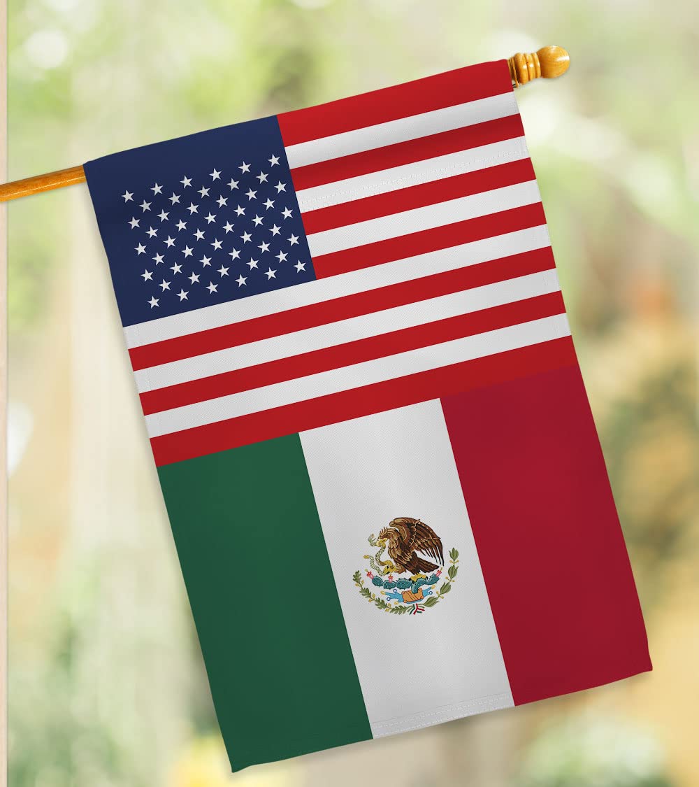 Americana Home & Garden Mexico-US Friendship House Flag - Double-Sided Decorative Banner for Yard, Garden & Patio - Made in USA - Perfect for International Country Pride & Regional Decor