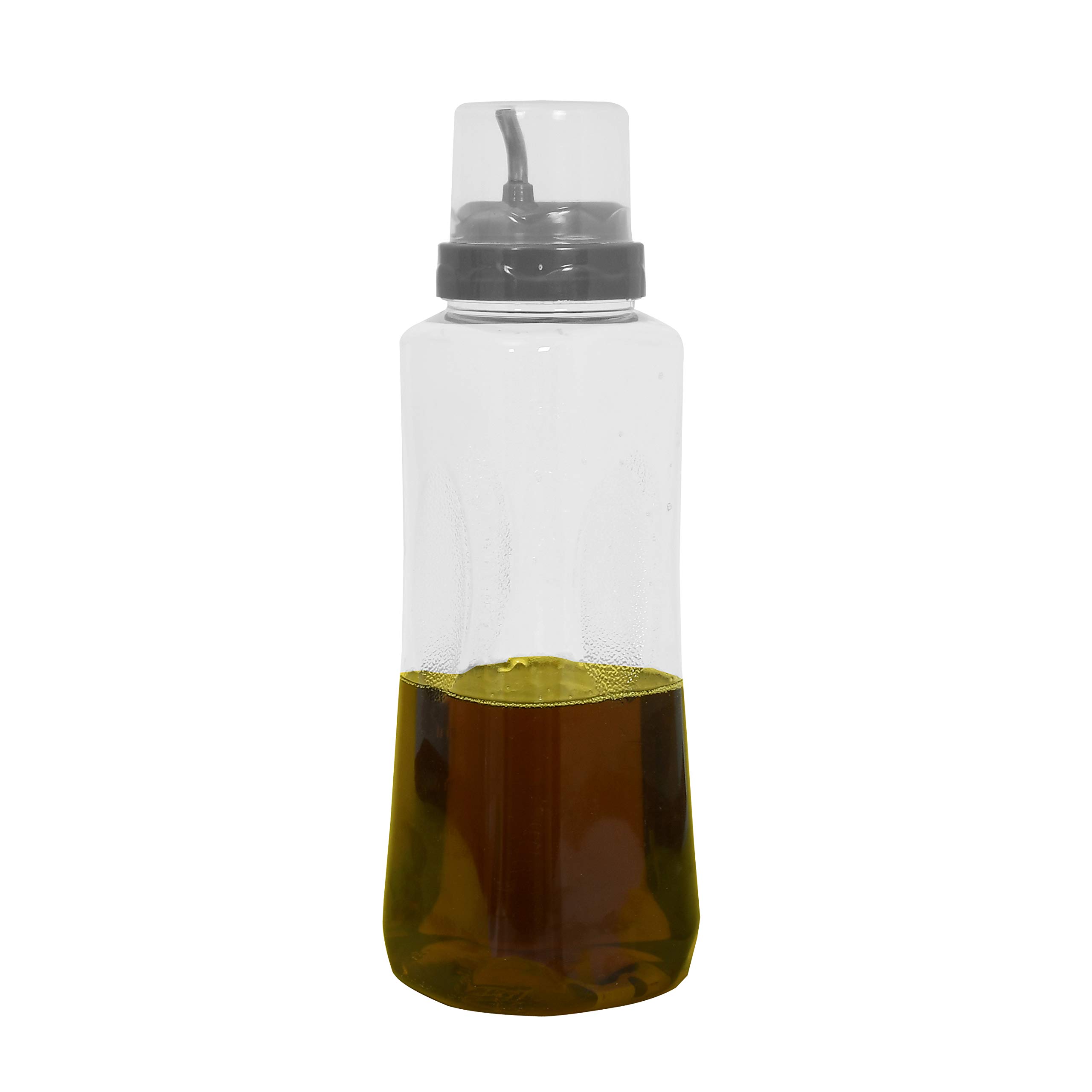 Kuber Industries 1 Liter Plastic Oil Dispenser Bottle for Kitchen - Drip-Free, Leak-Proof, Easy Pour Grey Oil Bottle with Spout - Perfect for Cooking, Frying, Baking & Salad Dressing (Set of 1)