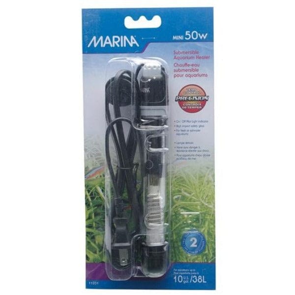 Marina Submersible MINI Aquarium Heater - 50W Adjustable Water Heater for Small Fish Tanks (1-10 Gallon) | Perfect for Betta, Goldfish & Tropical Fish | Safe & Energy Efficient