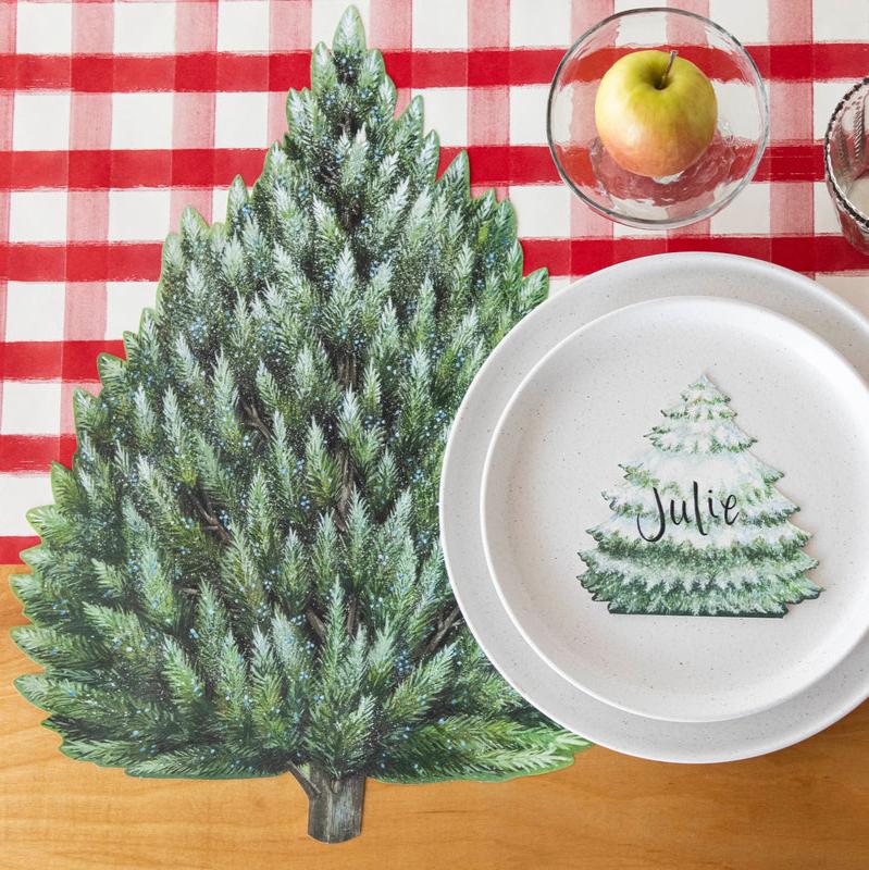 Eco-Friendly Evergreen Die-Cut Placemat for Dining Table - Perfect for Holiday Decor, Dinner Parties & Everyday Use