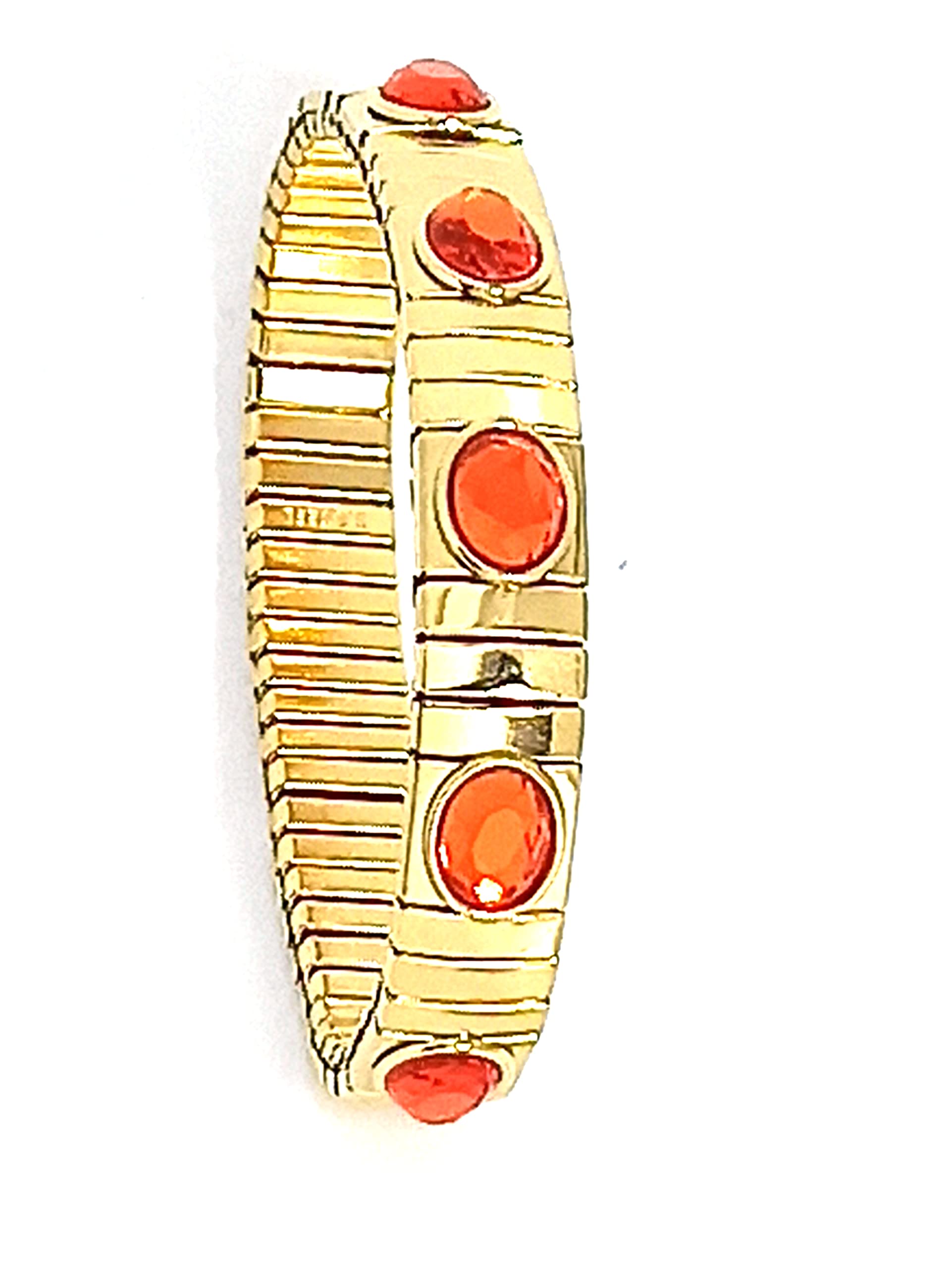 24K Gold Red Faberge Necklace & Bracelet Set with 1.5