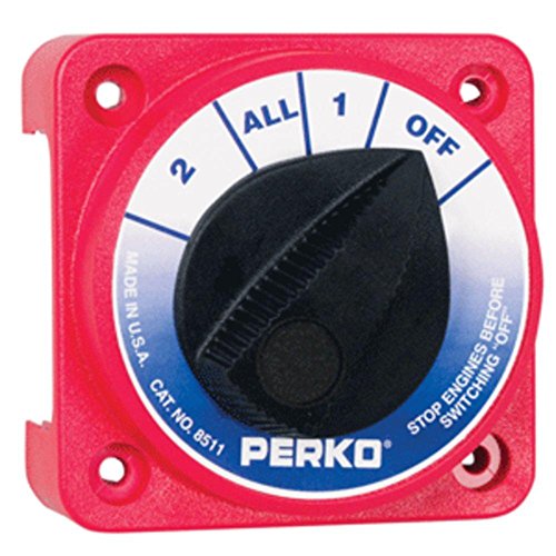 Perko Compact Medium Duty Battery Selector Switch without Key Lock - Marine & RV Dual Battery System Selector for Boats, Trucks, and Off-Grid Power Applications