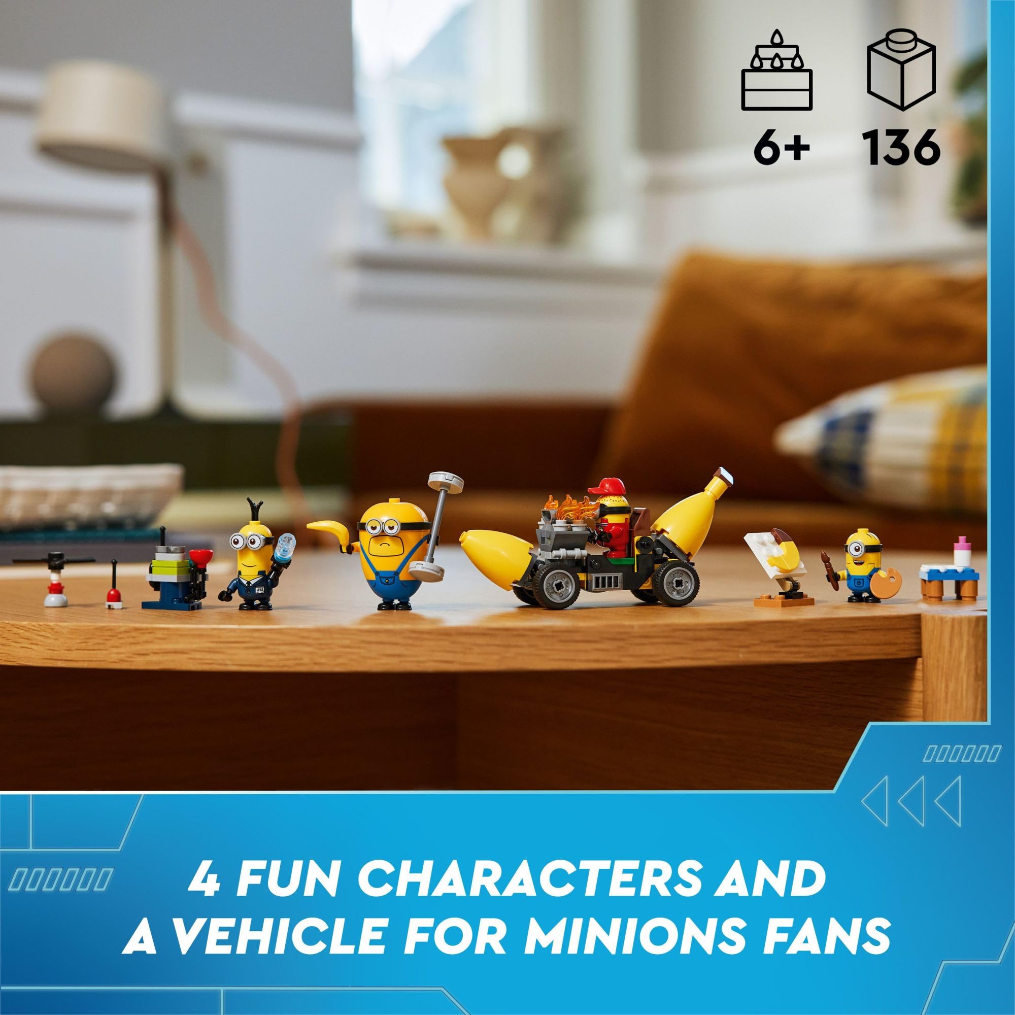LEGO Despicable Me 4 Minions and Banana Car Building Toy Set (75580) - Creative Construction Playset for Kids Ages 6+, Perfect Gift for Boys & Girls - Fun Minion-Themed Building Experience for Playtime & Collectors