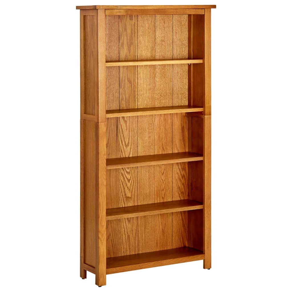 Industrial Solid Oak Wood Bookcase - Vintage Rustic Standing Bookshelf with Storage Rack for Living Room, Bedroom & Office - Perfect for Home Decor, Book Display & Organizing Spaces