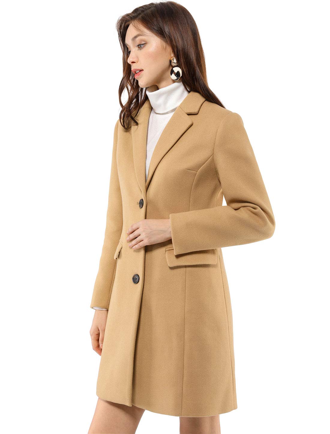 Allegra K Women's Basic Reefer Coat - Classic Navy Blue Wool Peacoat for Fall & Winter | Perfect for Office, Dating & Outdoor Activities