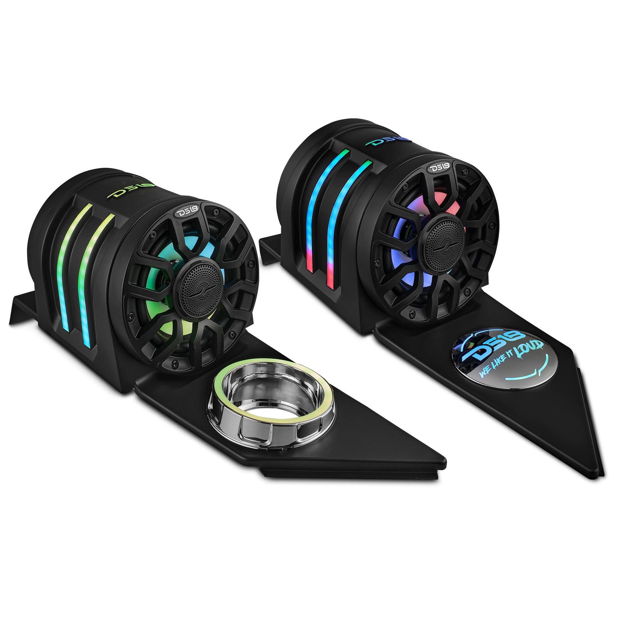 Polaris Slingshot Headrest Speaker Pods with 2 x NXL IQ6/BK Speakers & Digital LED Lights | Compatible 2015-Current Models | Upgrade Your Ride with Premium Sound & Lighting for Road Trips & Night Cruises