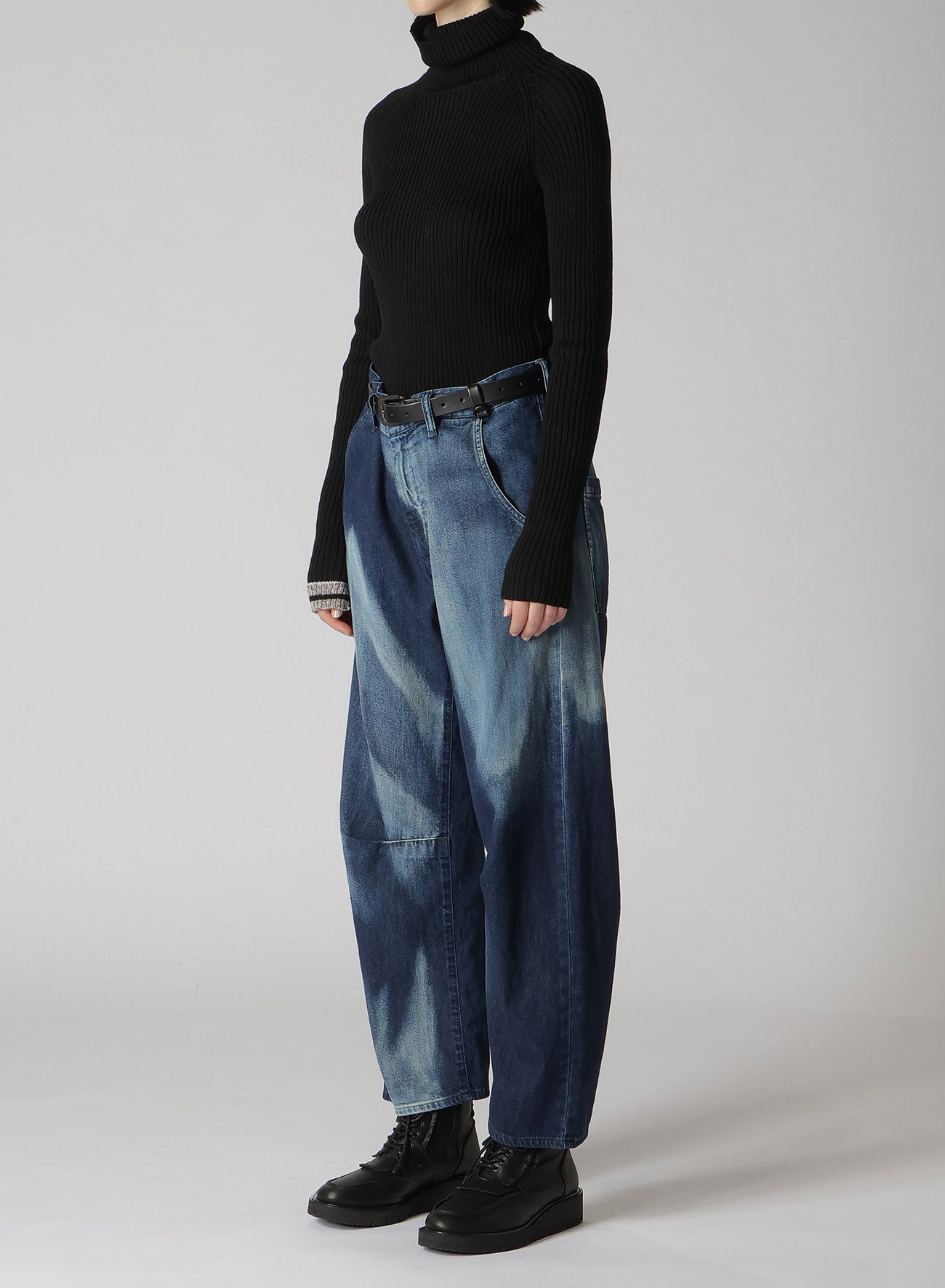 Spotted Denim Gusset Wide Leg Pants for Women - Comfortable Stretch High Waist Trousers for Casual Outfits, Workwear & Street Style Fashion