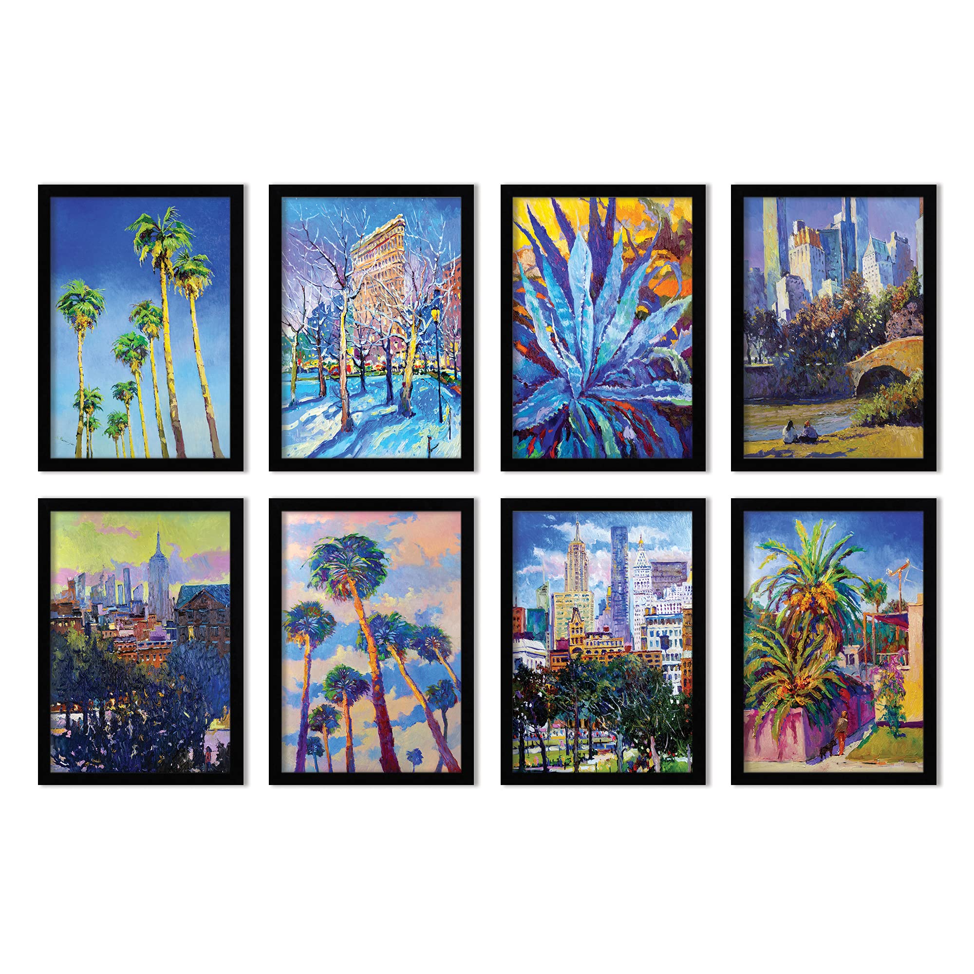 Americanflat 8-Piece 8x10 Black Framed Wall Art Set - Impressionist Travel Prints by Suren Nersisyan | Perfect for Living Room, Bedroom & Office Decor