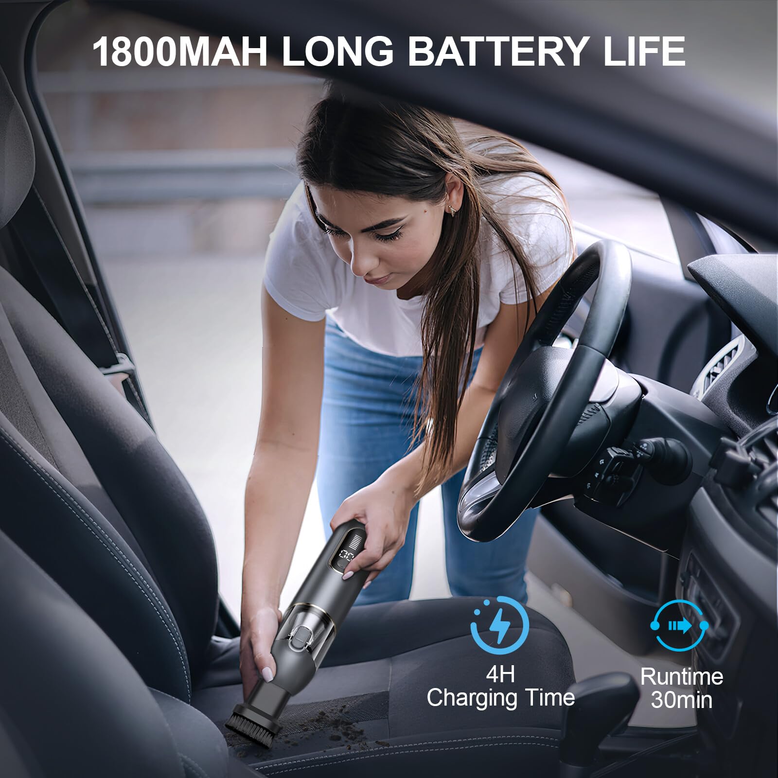 13000Pa Powerful Cordless Car Vacuum Cleaner - 2 in 1 Blow & Suction, Rechargeable Handheld Vacuum with Low Noise | Perfect for Car Detailing, Home Cleaning, Pet Hair Removal & Office Maintenance
