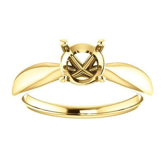 14KT Yellow Gold Tapered Solitaire Engagement Ring Setting - Fits Any Diamond Size & Shape - Perfect for Proposals, Weddings & Anniversaries