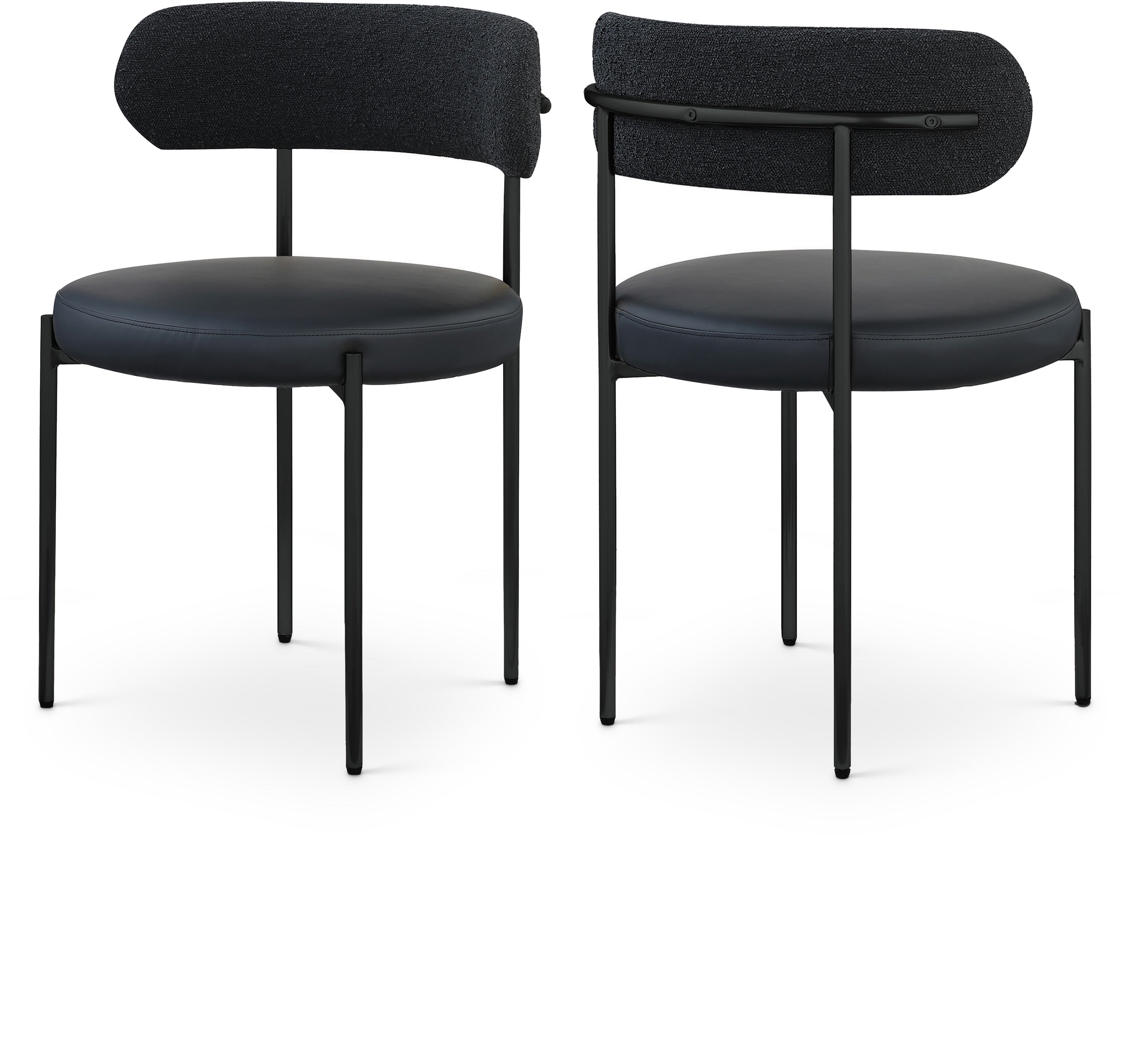 Vegan Leather & Boucle Fabric Dining Chair - Modern Comfort for Home, Office & Restaurant Use