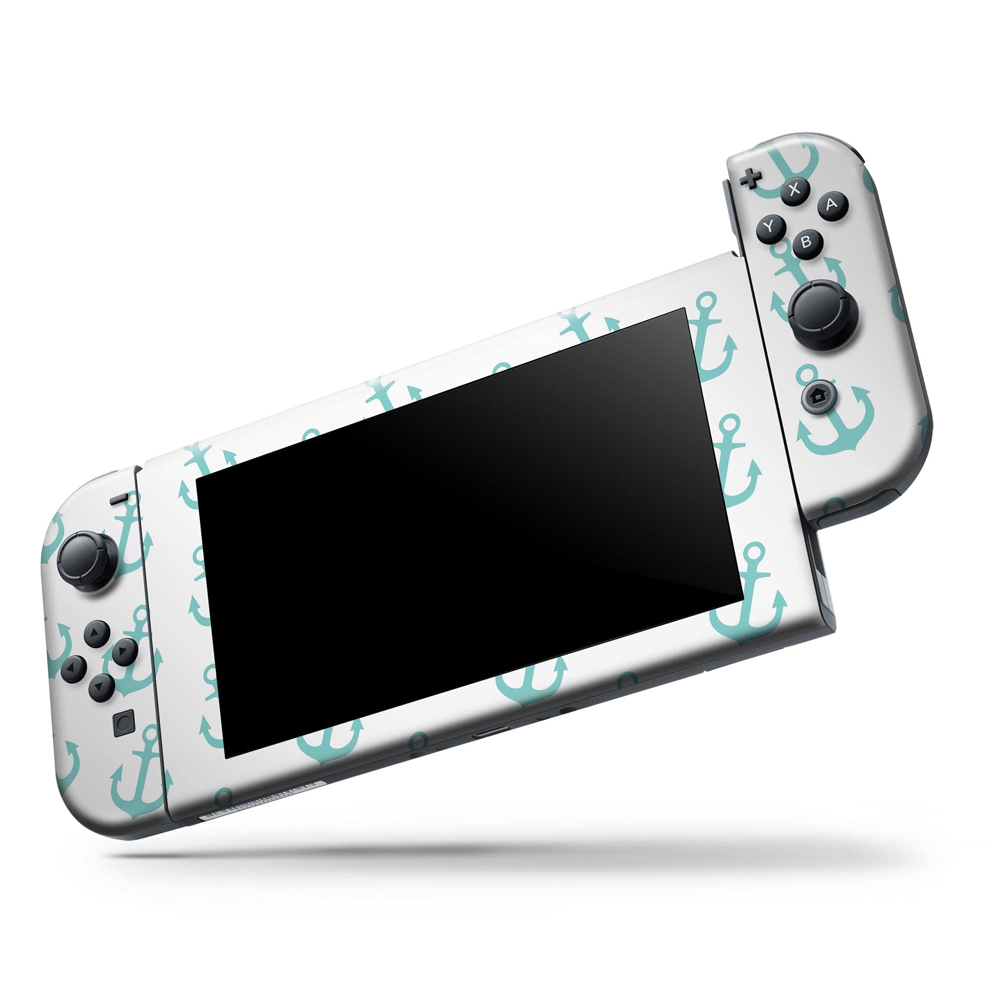 Nintendo Switch OLED Skin Decal - Teal Micro Anchors Protective Vinyl Wrap Cover Compatible with Switch OLED & Joy-Con - Scratch-Resistant, Removable for Gaming & Travel Protection