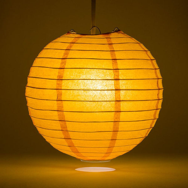 5 Pack 8 Inch Orange Round Paper Lanterns with Even Ribbing - Chinese Hanging Decorations for Wedding, Party, Festival & Home Decoration - Perfect for Indoor/Outdoor Events, Asian Themed Celebrations and Holiday Lighting