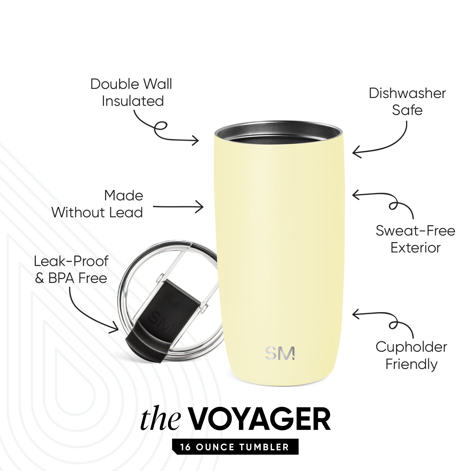 Voyager 20oz Insulated Tumbler with Clear Flip Lid & Straw - Leakproof Stainless Steel Travel Mug for Hot & Cold Drinks - Perfect for Office, Gym, Hiking & Road Trips
