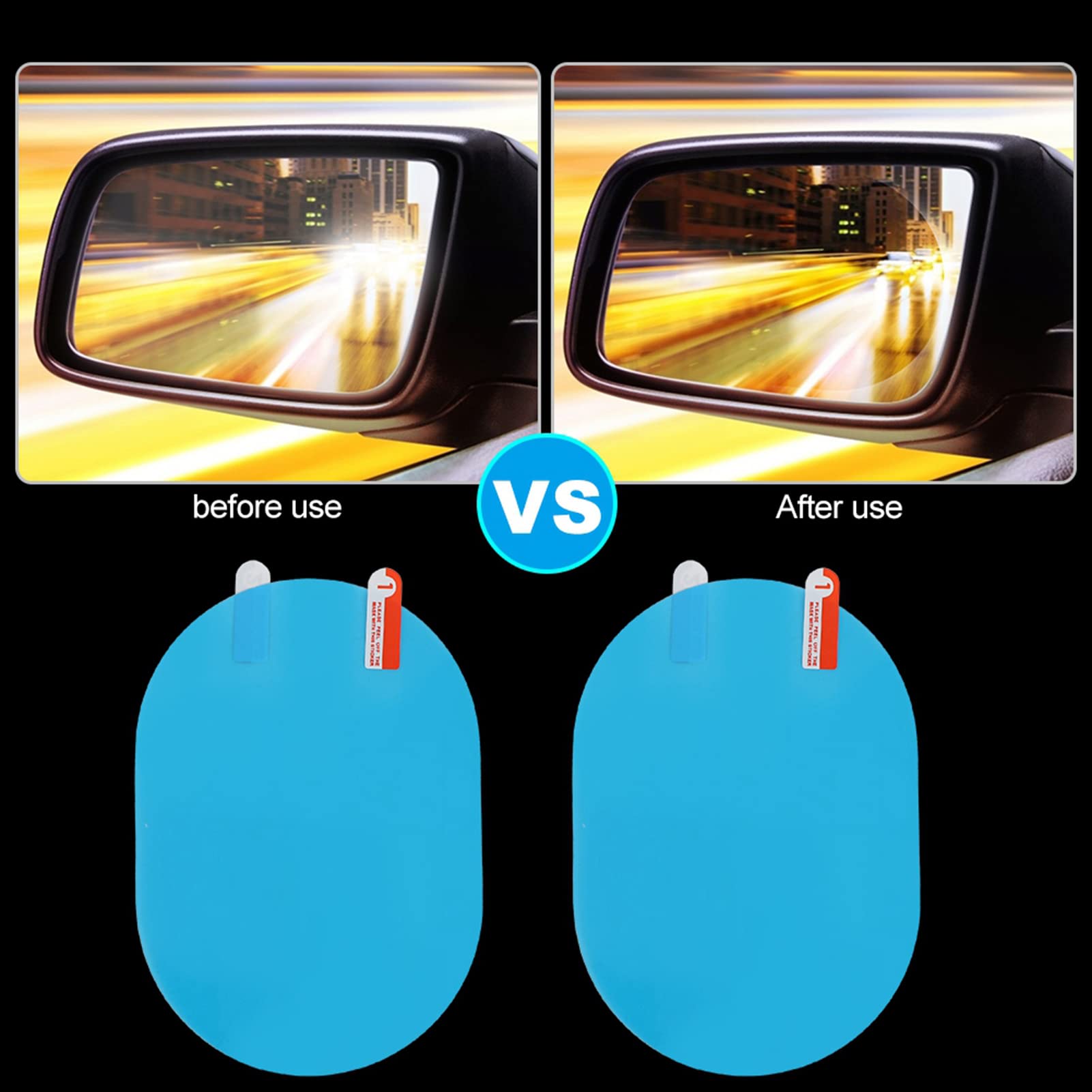 Universal Car Rearview Mirror Rain Guard Film - 100X145mm Anti-Fog Rainproof Nano Coating Sticker for Side Mirrors | All-Weather Visibility Enhancement for Safe Driving in Rain & Fog
