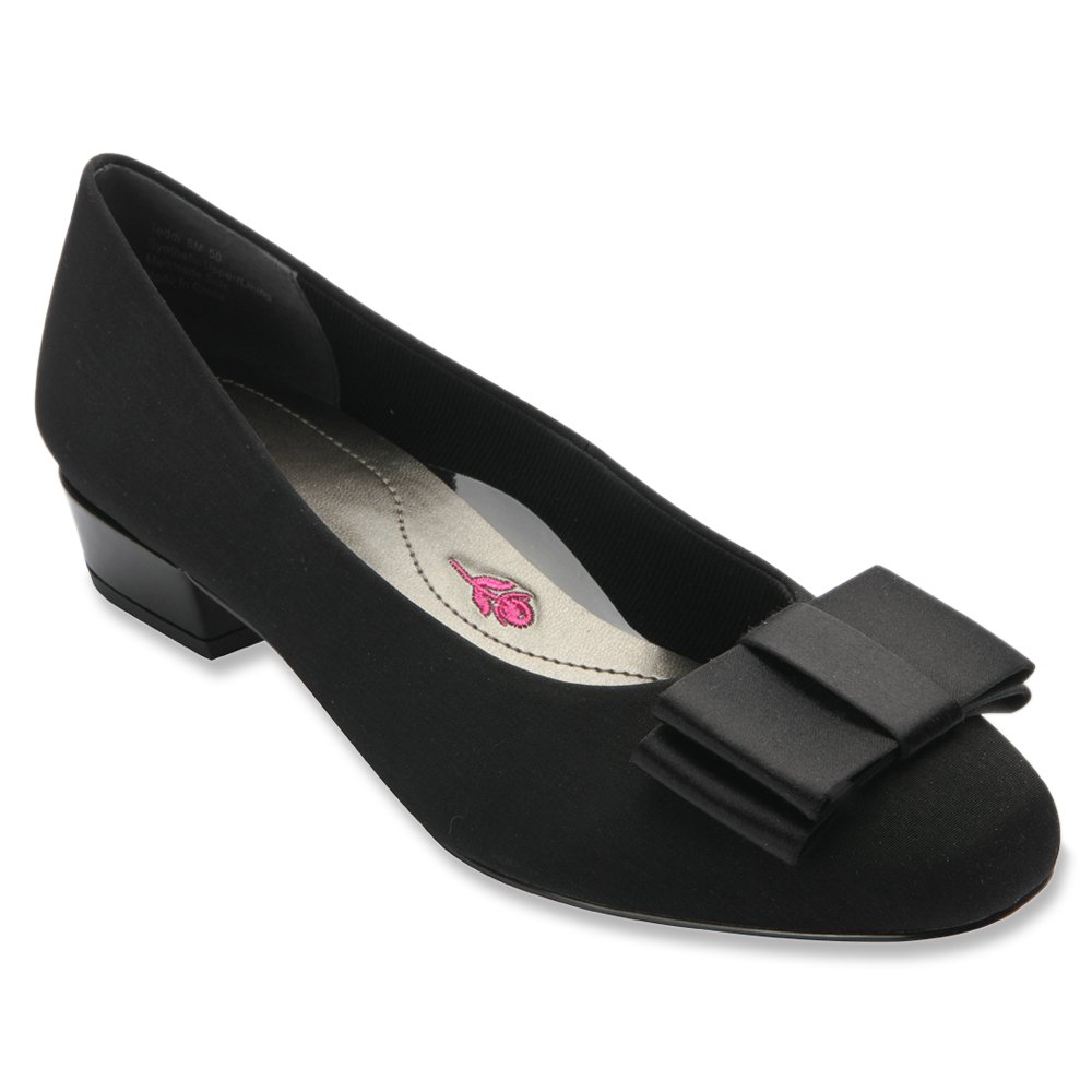 ROS Hommerson Teddi Women's Comfort Heel Black Microsuede Shoes Size 11.5 - Elegant Low Heel Pumps for Office, Wedding & Special Occasions