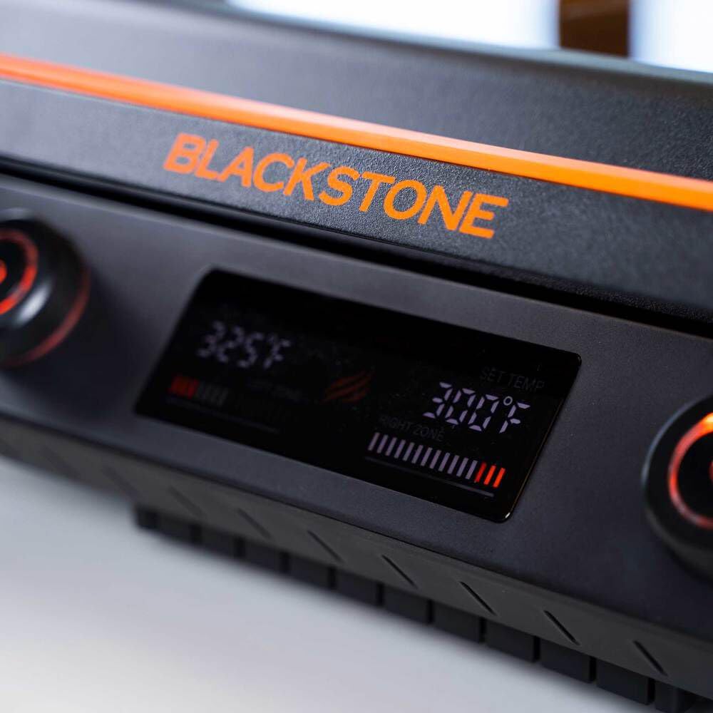 Blackstone 22-Inch Electric Griddle - 1200W Non-Stick Ceramic Titanium Coated Stainless Steel Tabletop Griddle with EZ-Touch Control Dial, LCD Display & Removable Glass Hood - Perfect for Indoor Cooking, Breakfast, Pancakes, Burgers & Family Gatherings