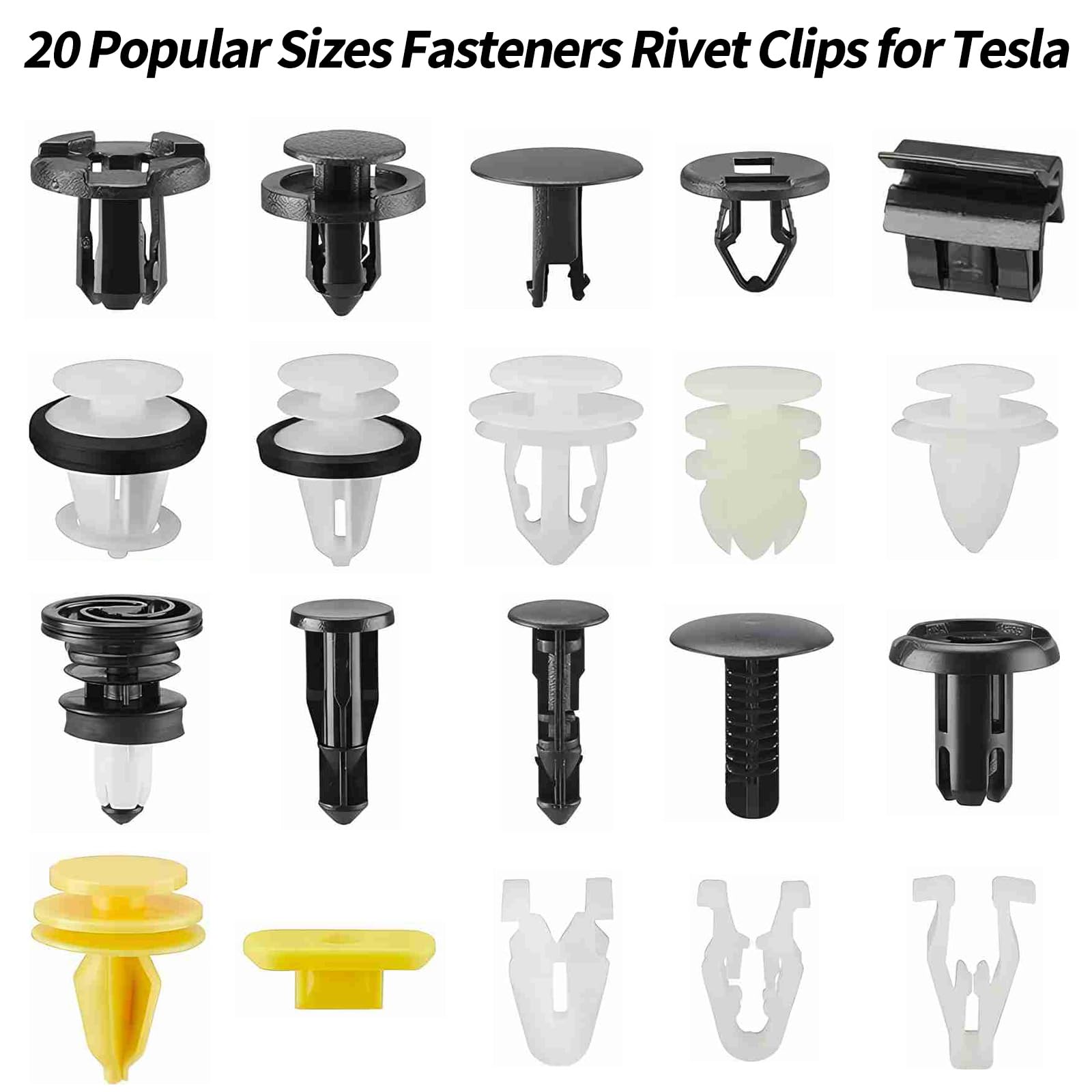 72 PCS Tesla Clips Bumper Fender Liner Push Retainer Fastener Clips Kit - 20 Sizes for Tesla Model 3/Y/S/X Interior & Exterior Accessories - Perfect for DIY Repairs and Maintenance