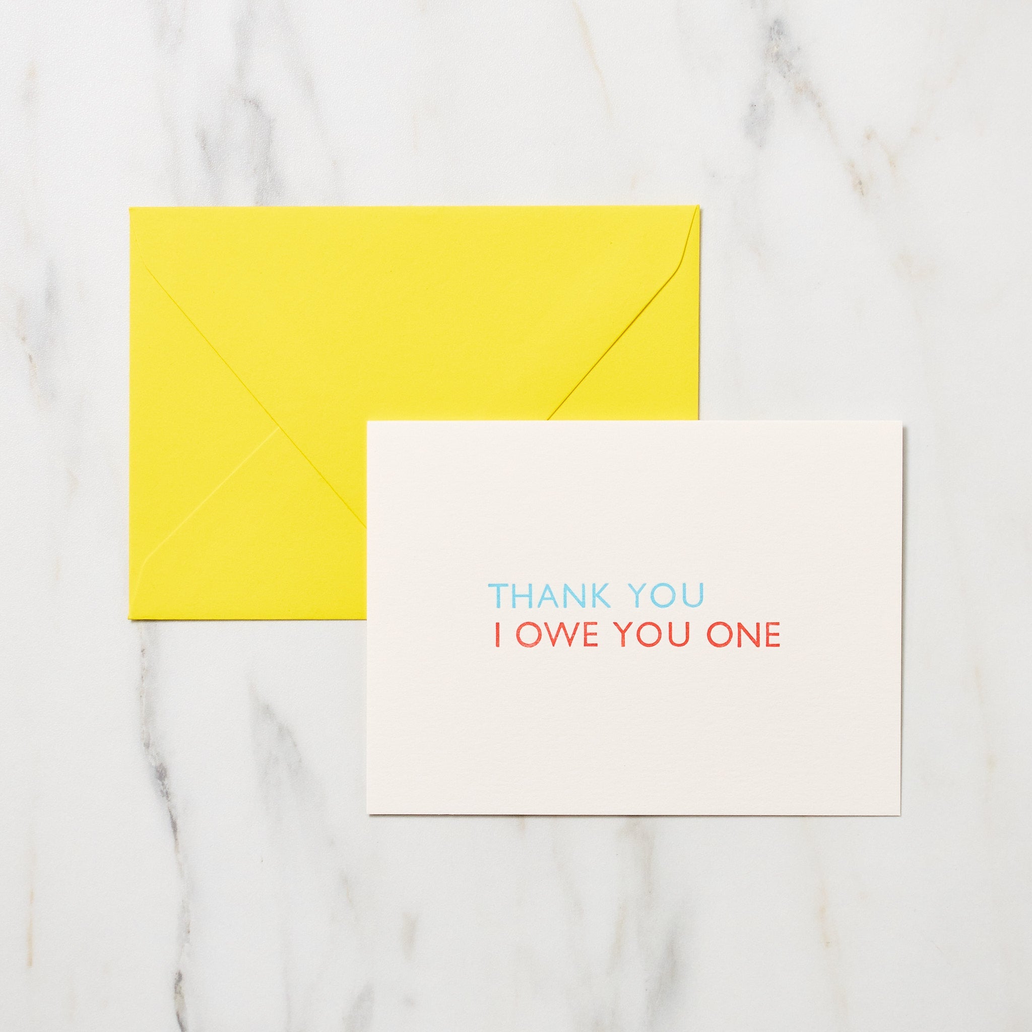 Thank You & I Owe You One Greeting Cards - Premium Letterpress Stationery for Appreciation Gifts, Wedding Favors & Special Occasions