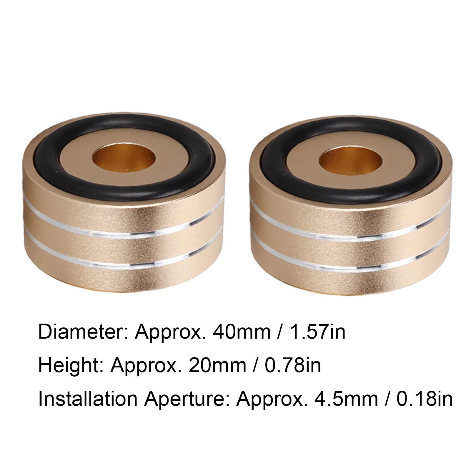 Yunseity 4pcs 40x20mm Golden Aluminum Alloy Speaker Spikes with Non-Slip Rubber Rings - Premium Isolation Stands for CD, DVD Players, Tube Amplifiers, and Home Theater Systems