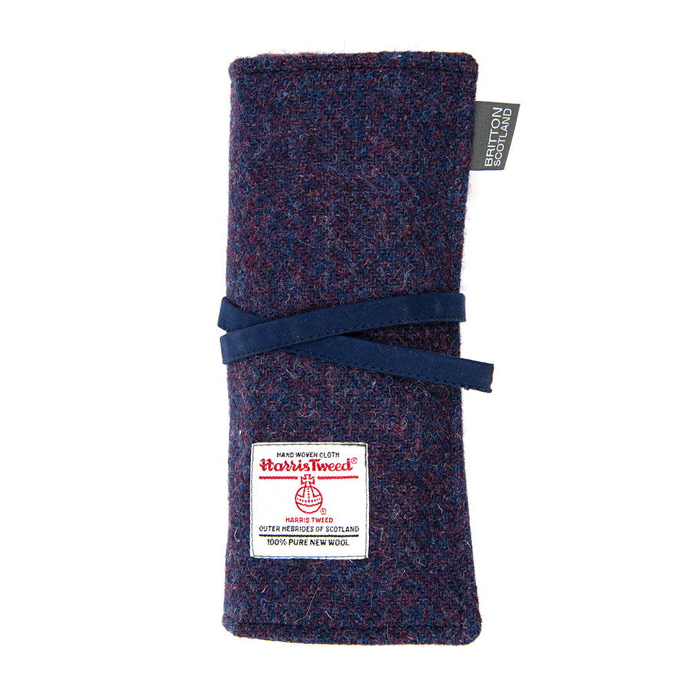 BRITTON Handmade in Scotland Harris Tweed Pen Roll - Premium Leather Pencil Case for Writers & Artists - Perfect for Office, School & Travel Accessories