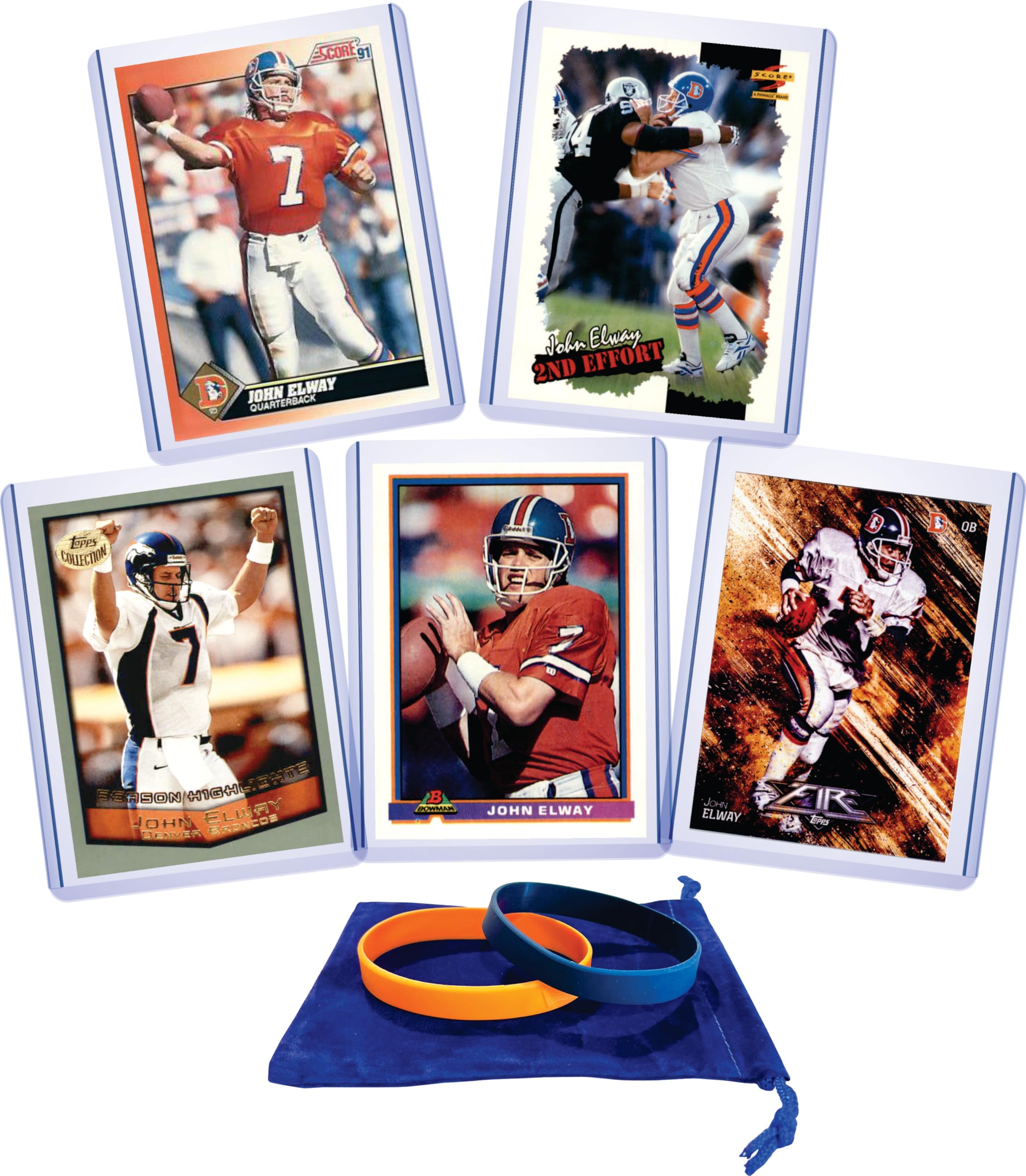 John Elway Denver Broncos Football Cards (5-Pack) - Collectible NFL Trading Cards for Fans & Gift Giving - Perfect for Sports Memorabilia Collections, Birthday Gifts, and Game Day Decor
