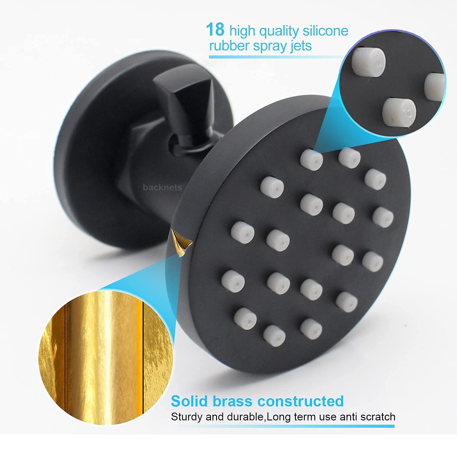 2-Inch Brass Shower Body Spray Jets with On/Off Switch - Round Wall Mount Showerhead, 2-Function Massage Spa Jets with Flow Control & 360° Rotation (Matte Black) - Perfect for Bathroom Renovation, Luxury Spa Experience, and Relaxing Hydrotherapy