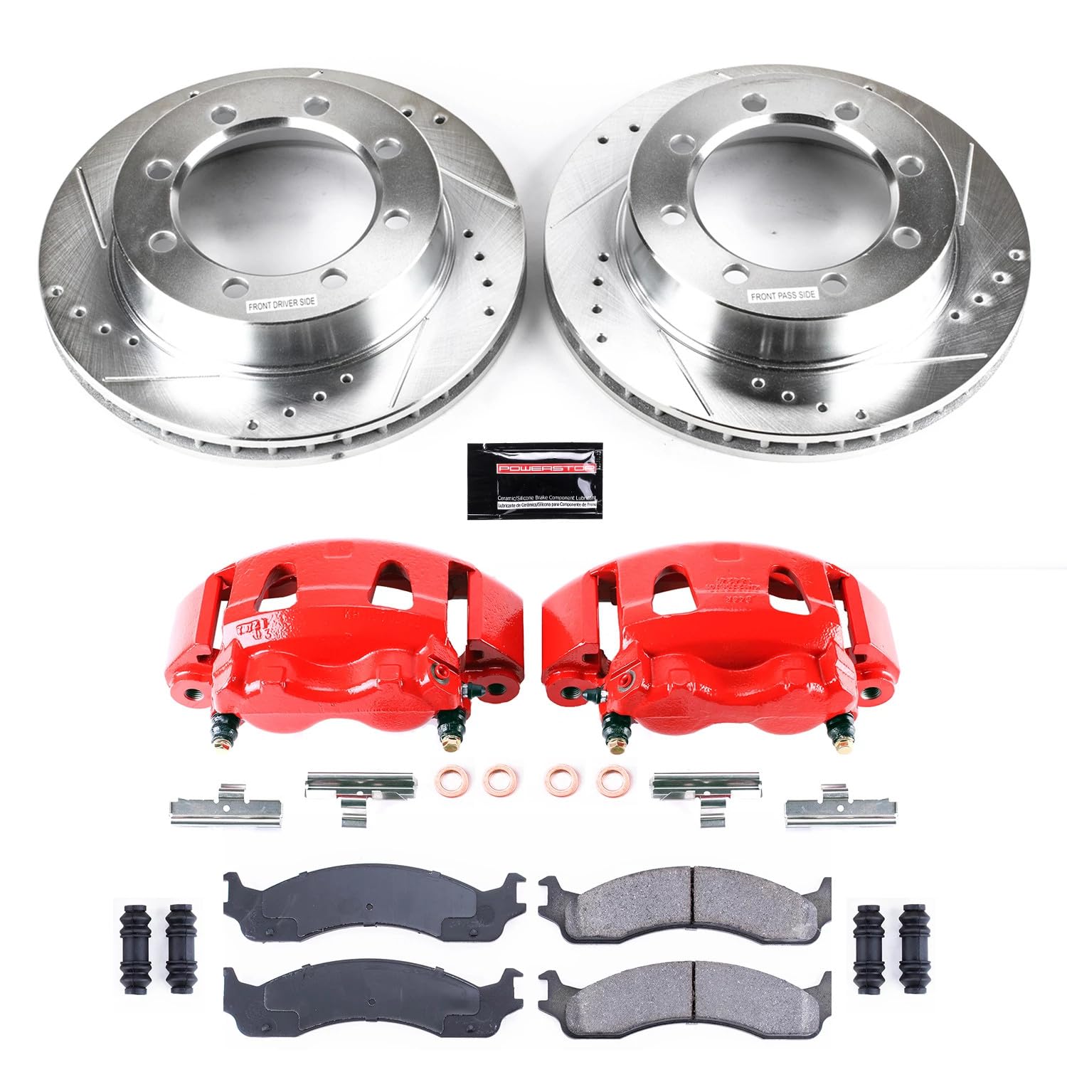 Power Stop KC5089 Z23 Evolution Front Brake Caliper Kit - Premium Brake Rotors, Pads & Calipers for Ford F-250 F-350 Pickup Trucks | Heavy-Duty Towing & Off-Road Performance